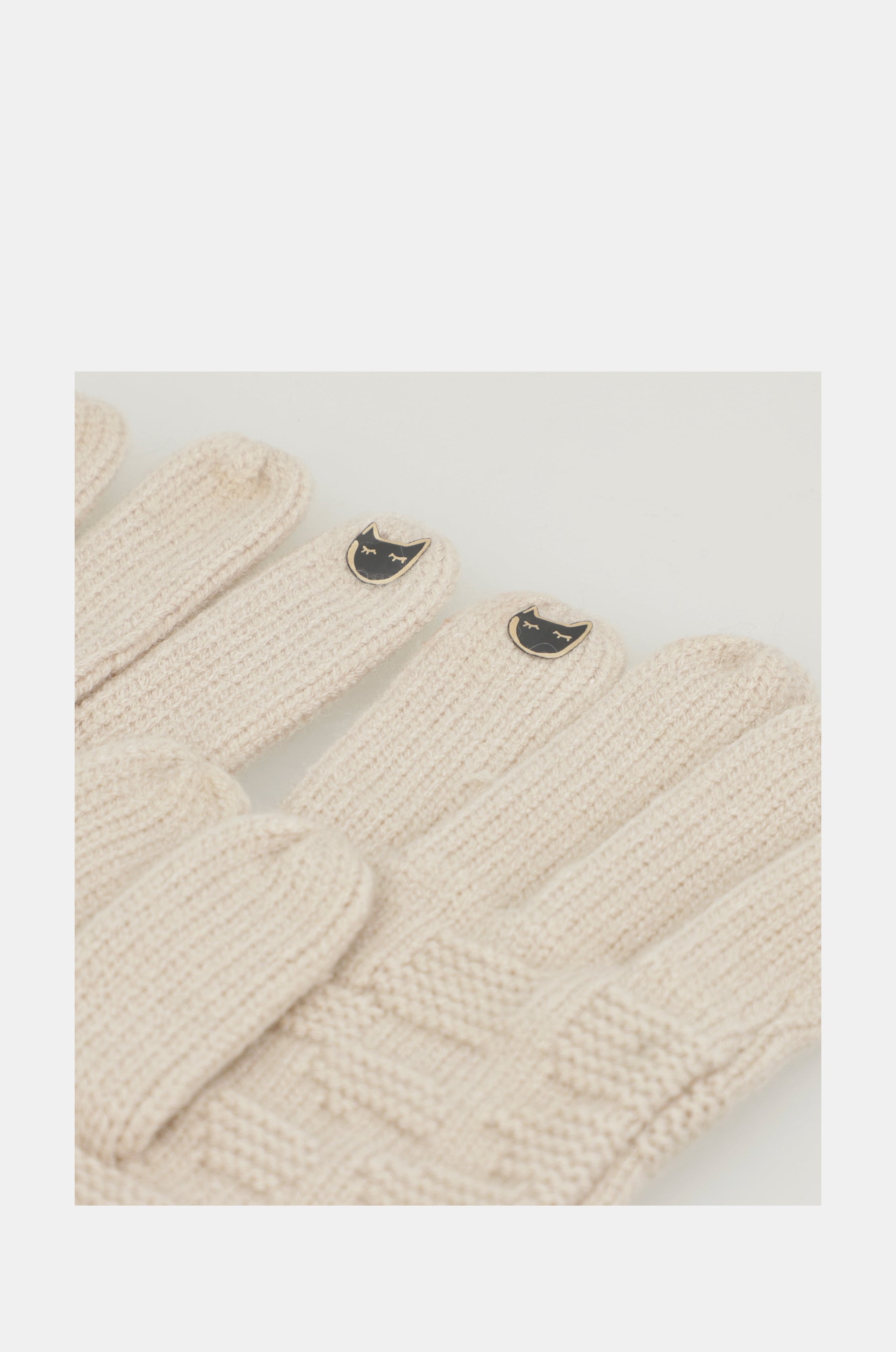Gants tricotés beige
