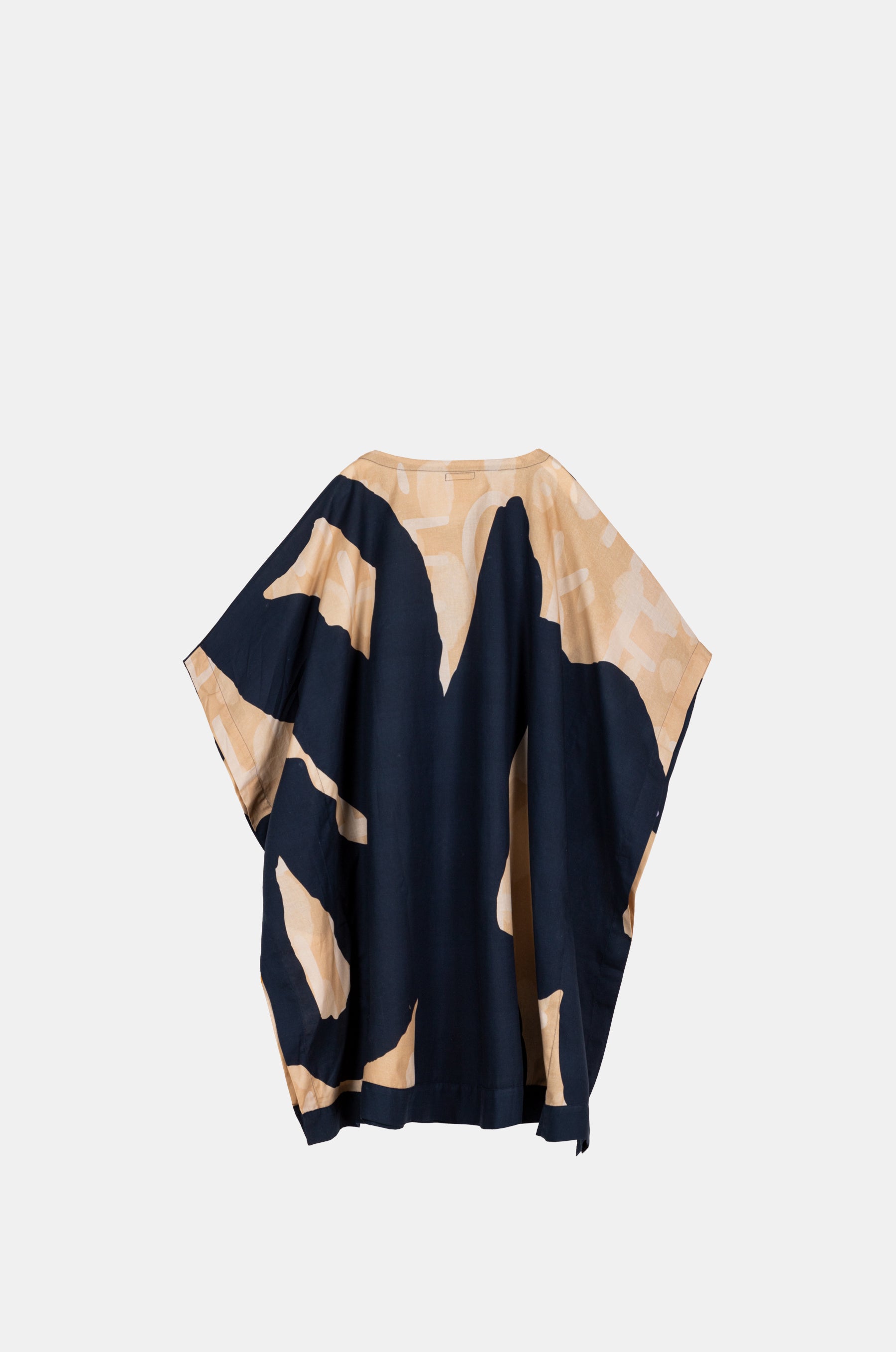 Kaftan à imprimé bleu marine