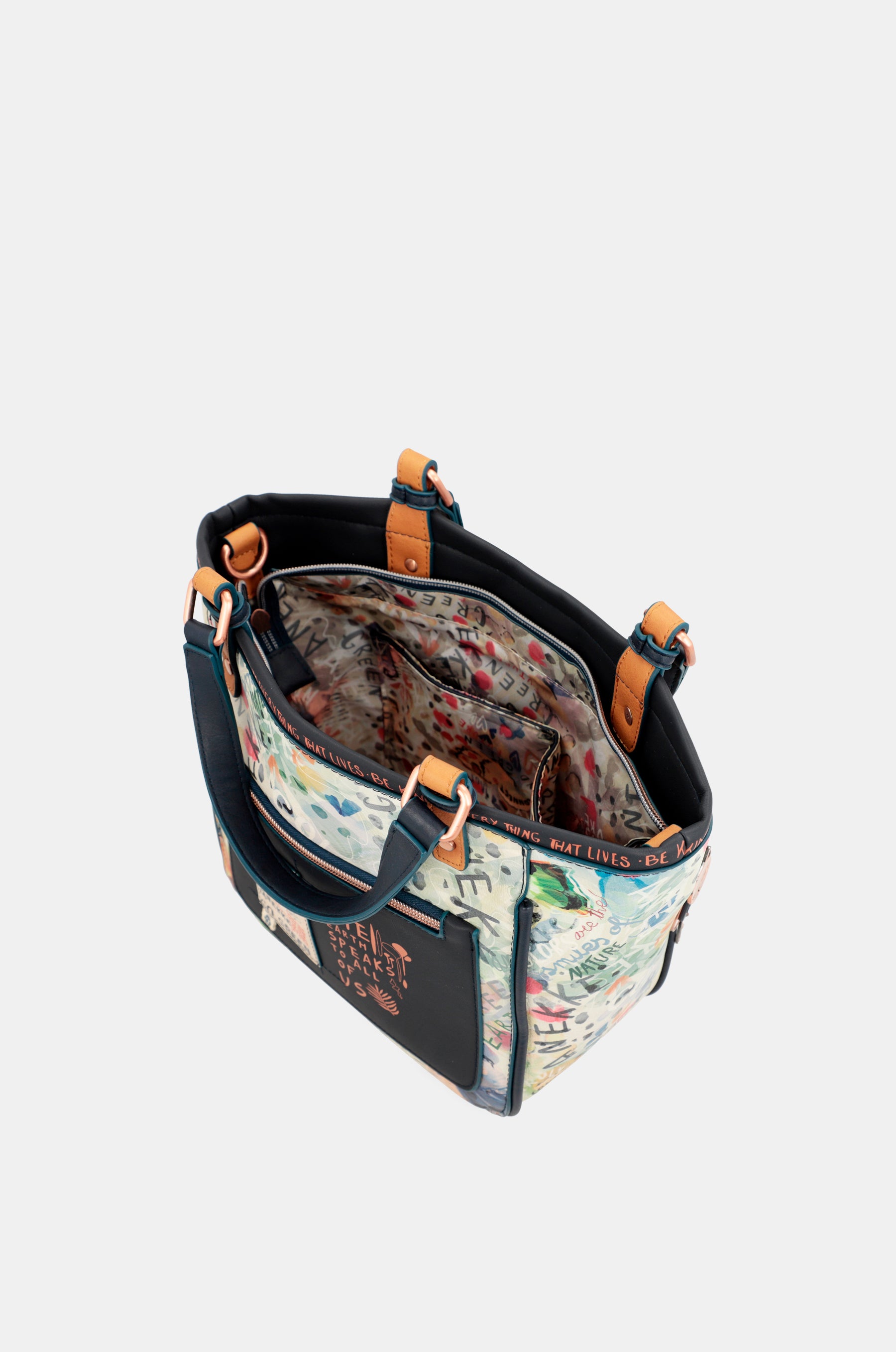 Nature Pachamama Navy Blue imprimé sac fourre-tout