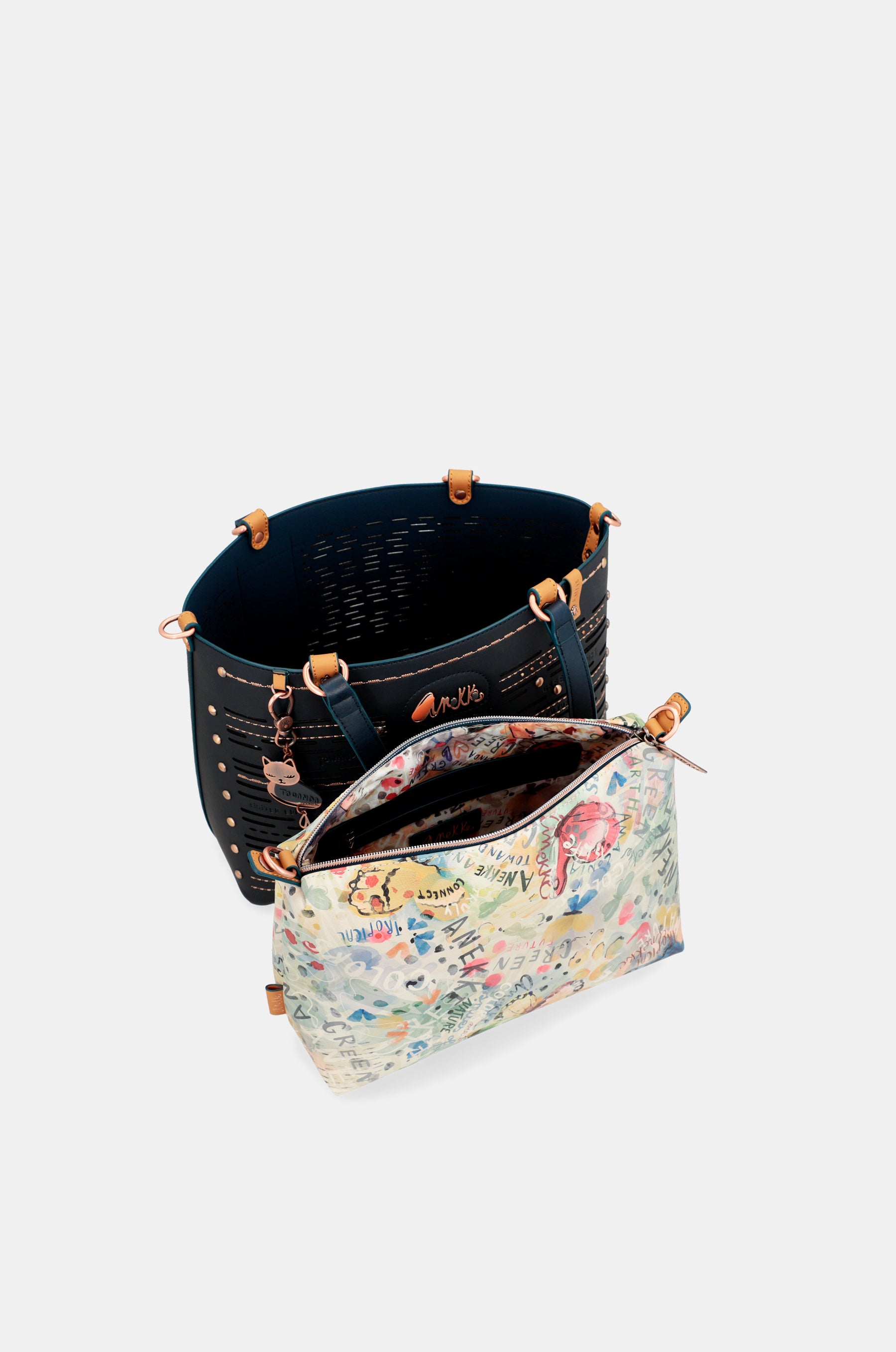 Nature pachamama bleu marine grand sac fourre-tout
