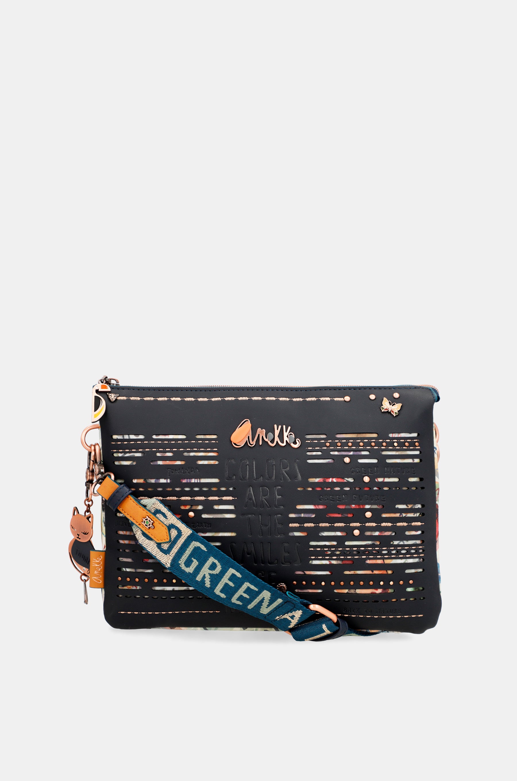 Nature Pachamama Navy Blue Crossbody Sac avec 2 compartiments