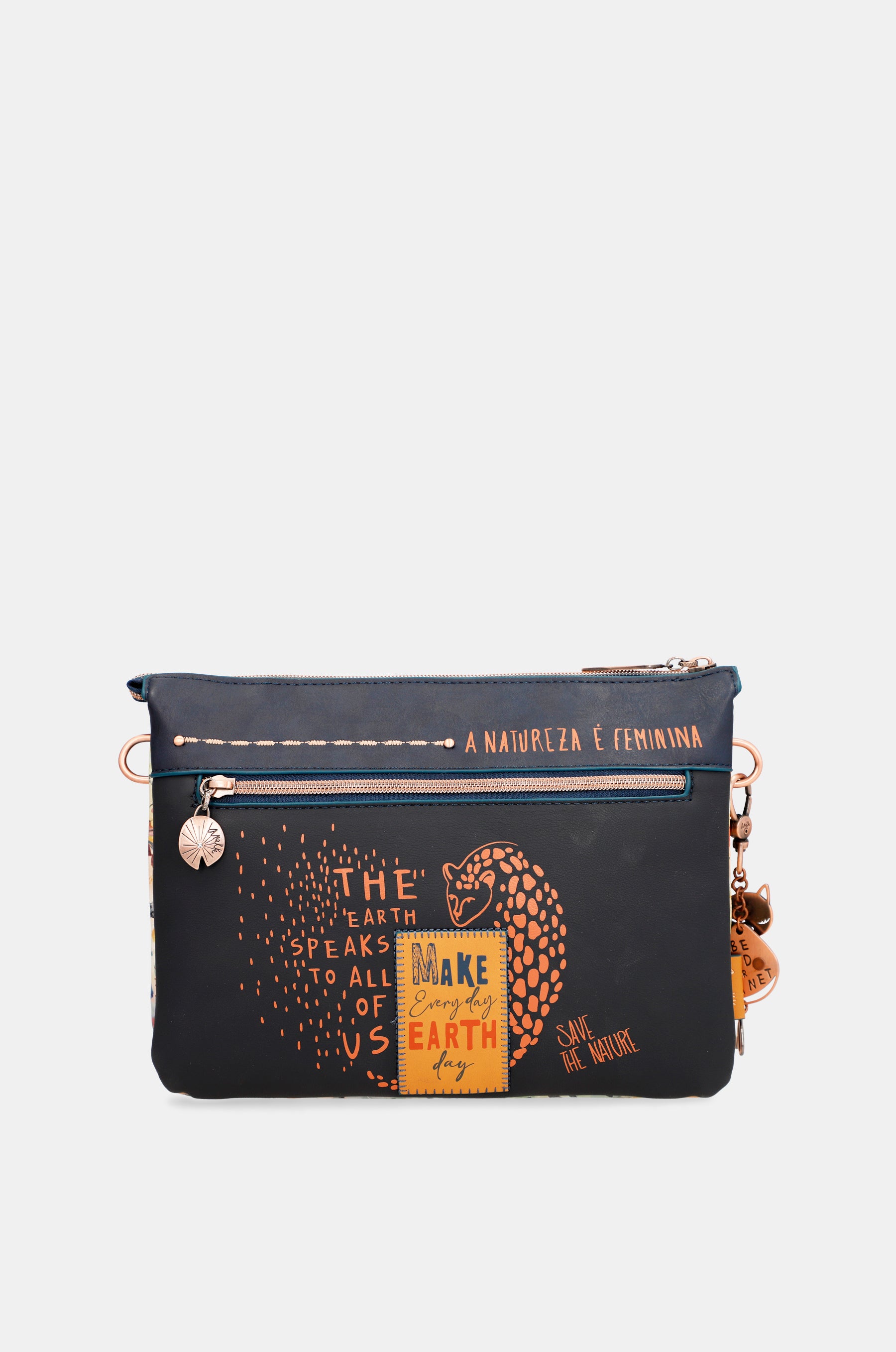 Nature Pachamama Navy Blue Crossbody Sac avec 2 compartiments