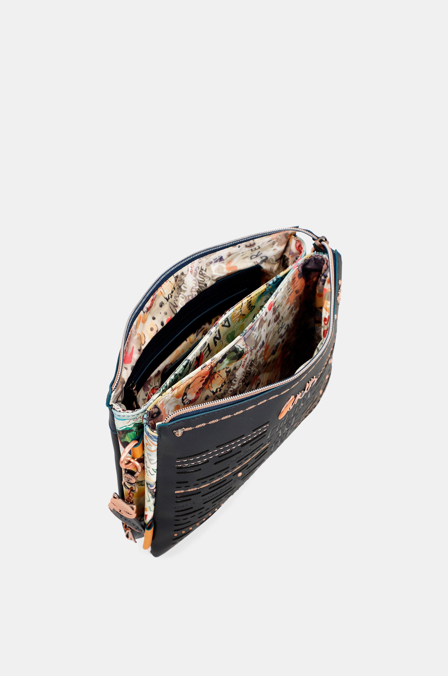 Nature Pachamama Navy Blue Crossbody Sac avec 2 compartiments
