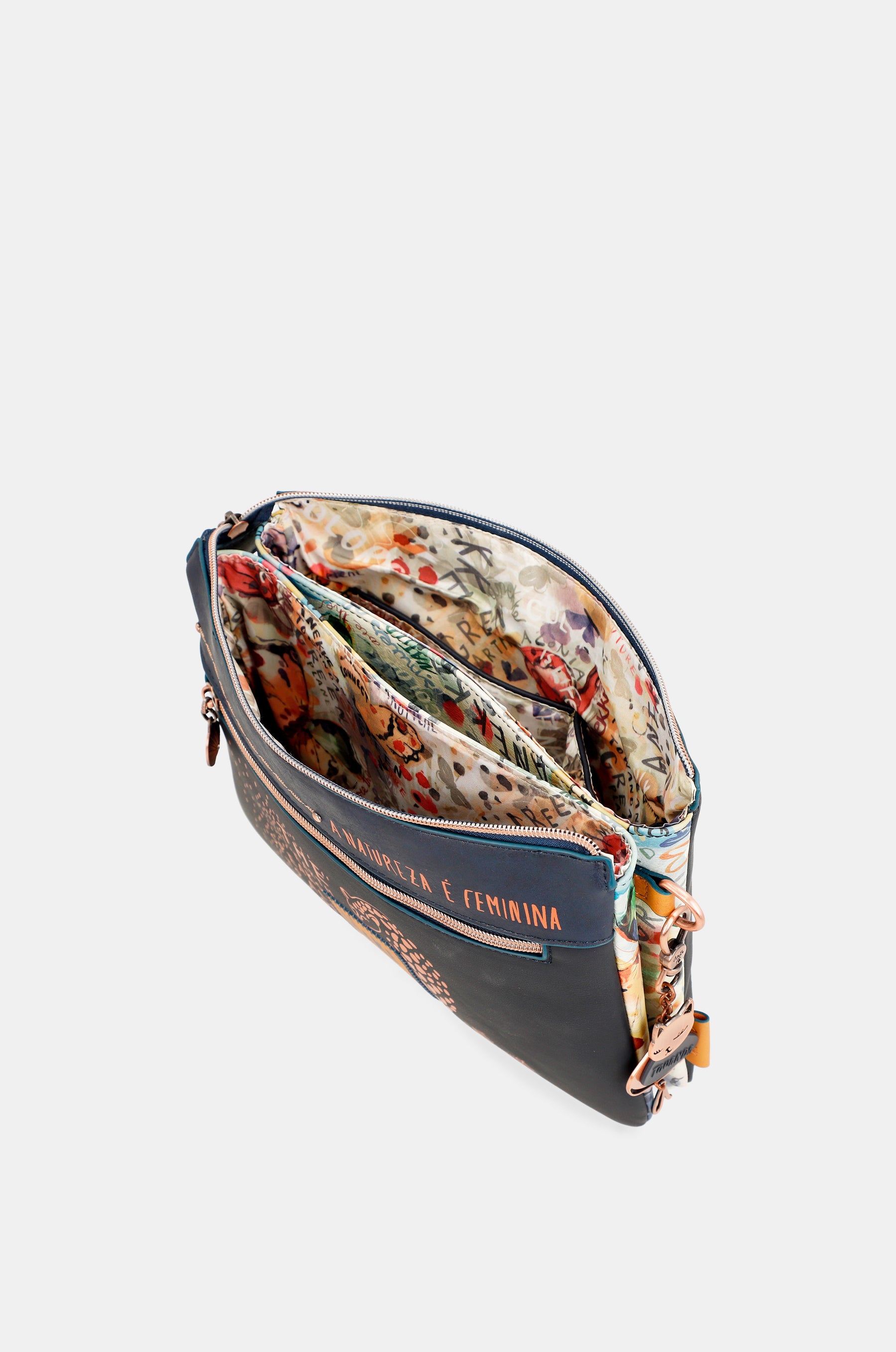 Nature Pachamama Navy Blue Crossbody Sac avec 2 compartiments