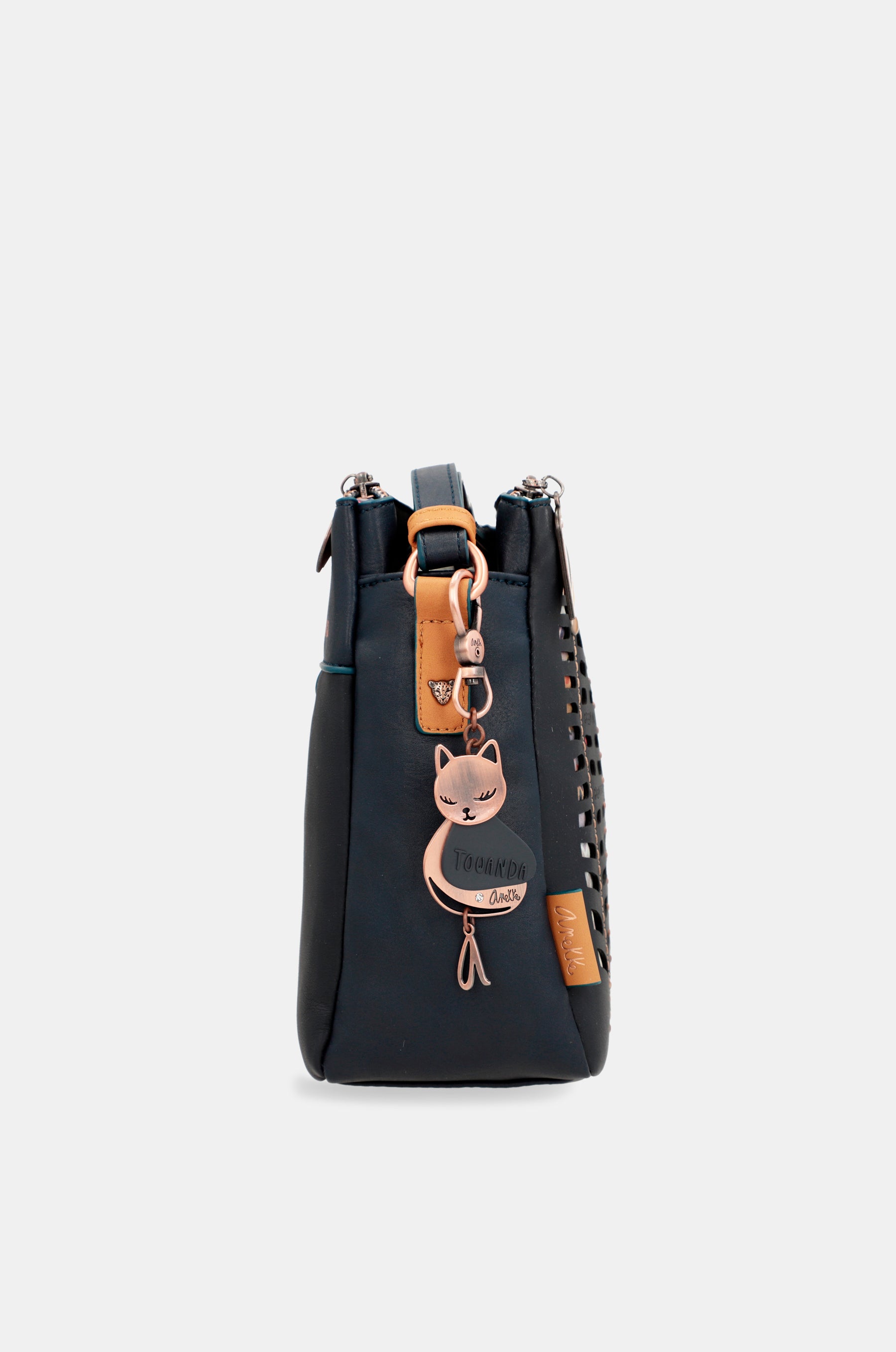 Nature Pachamama Navy Blue Crossbody Sac avec trois compartiments