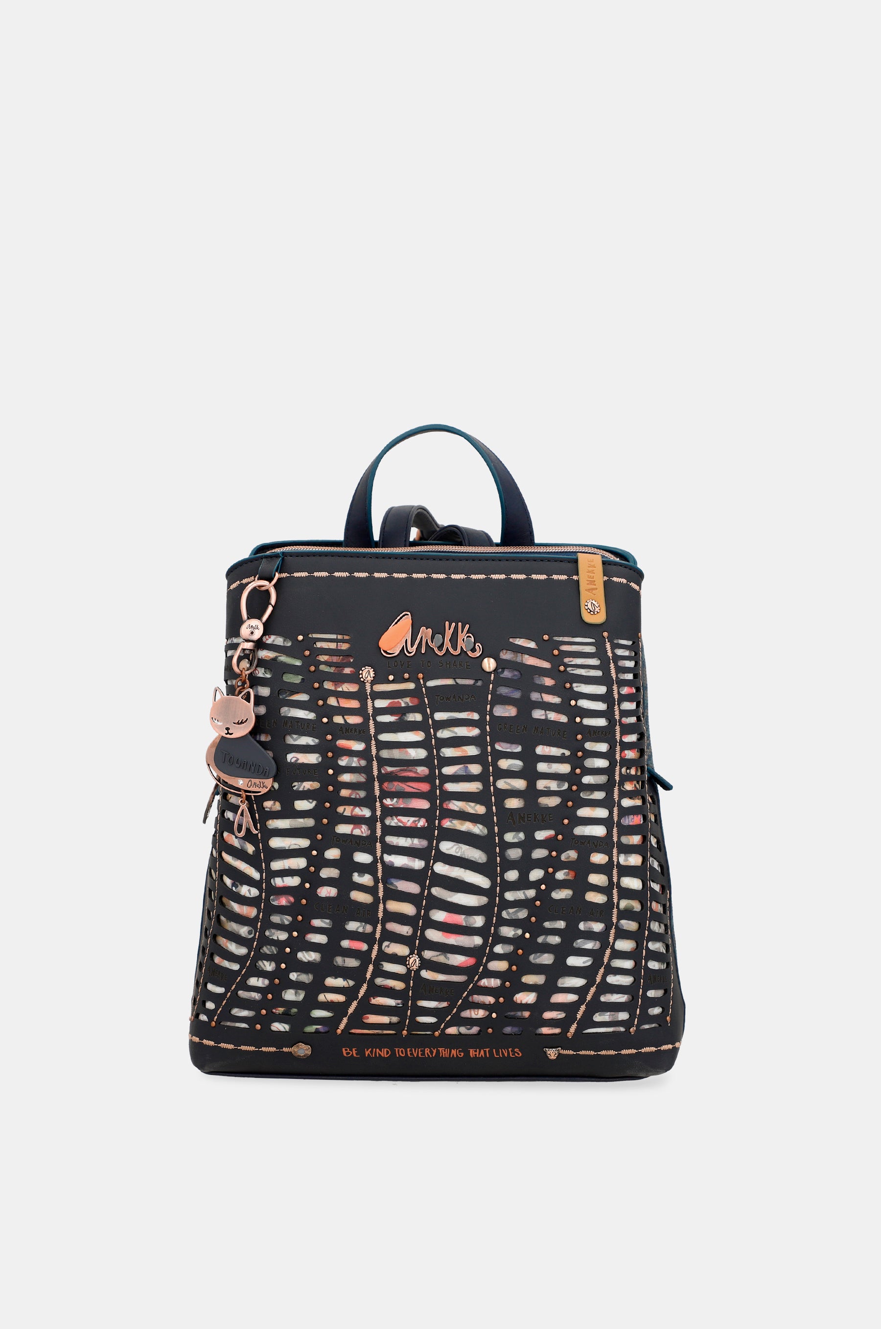 Nature Pachamama Navy Blue Backpack avec 3 compartiments