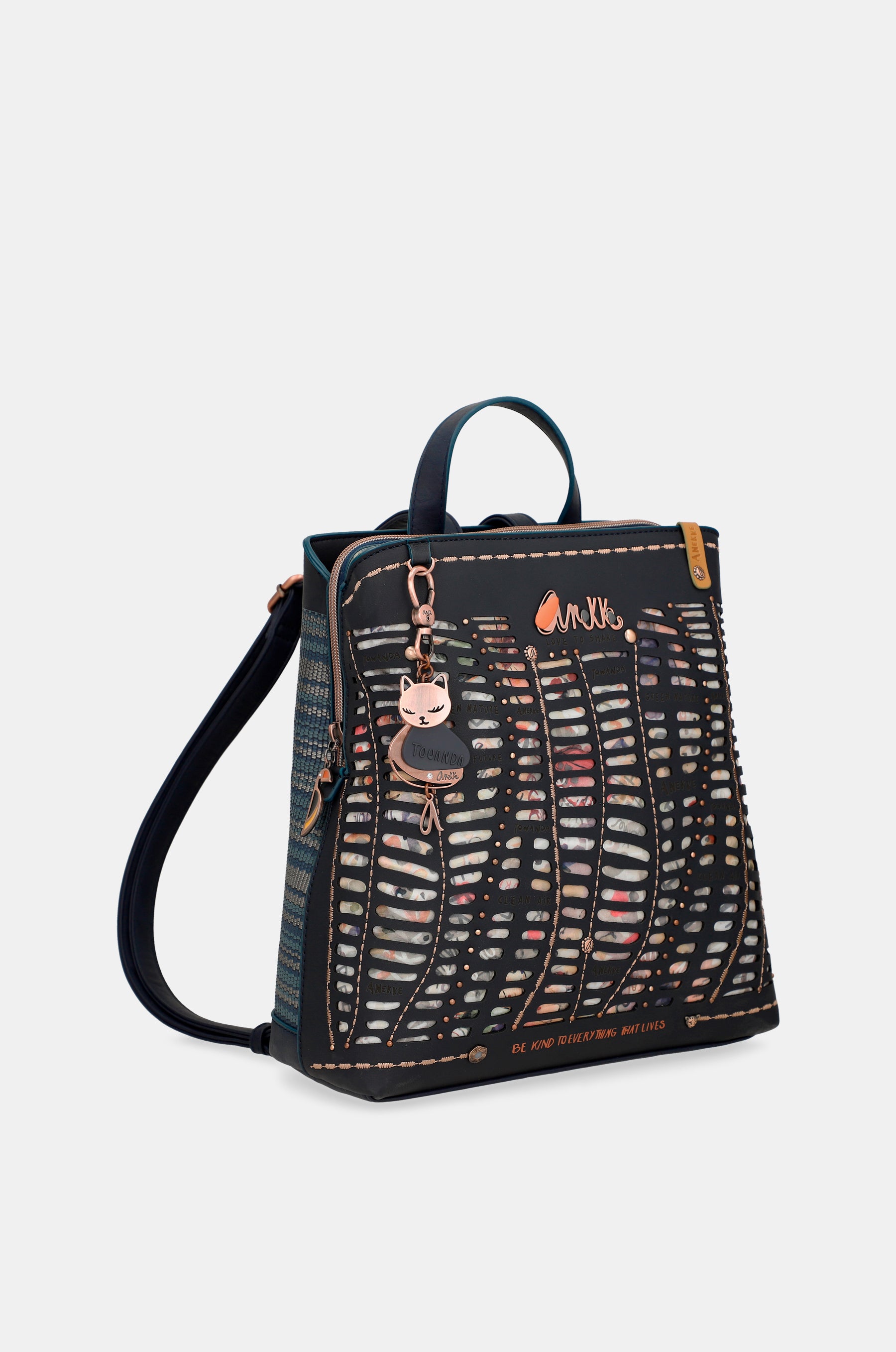 Nature Pachamama Navy Blue Backpack avec 3 compartiments