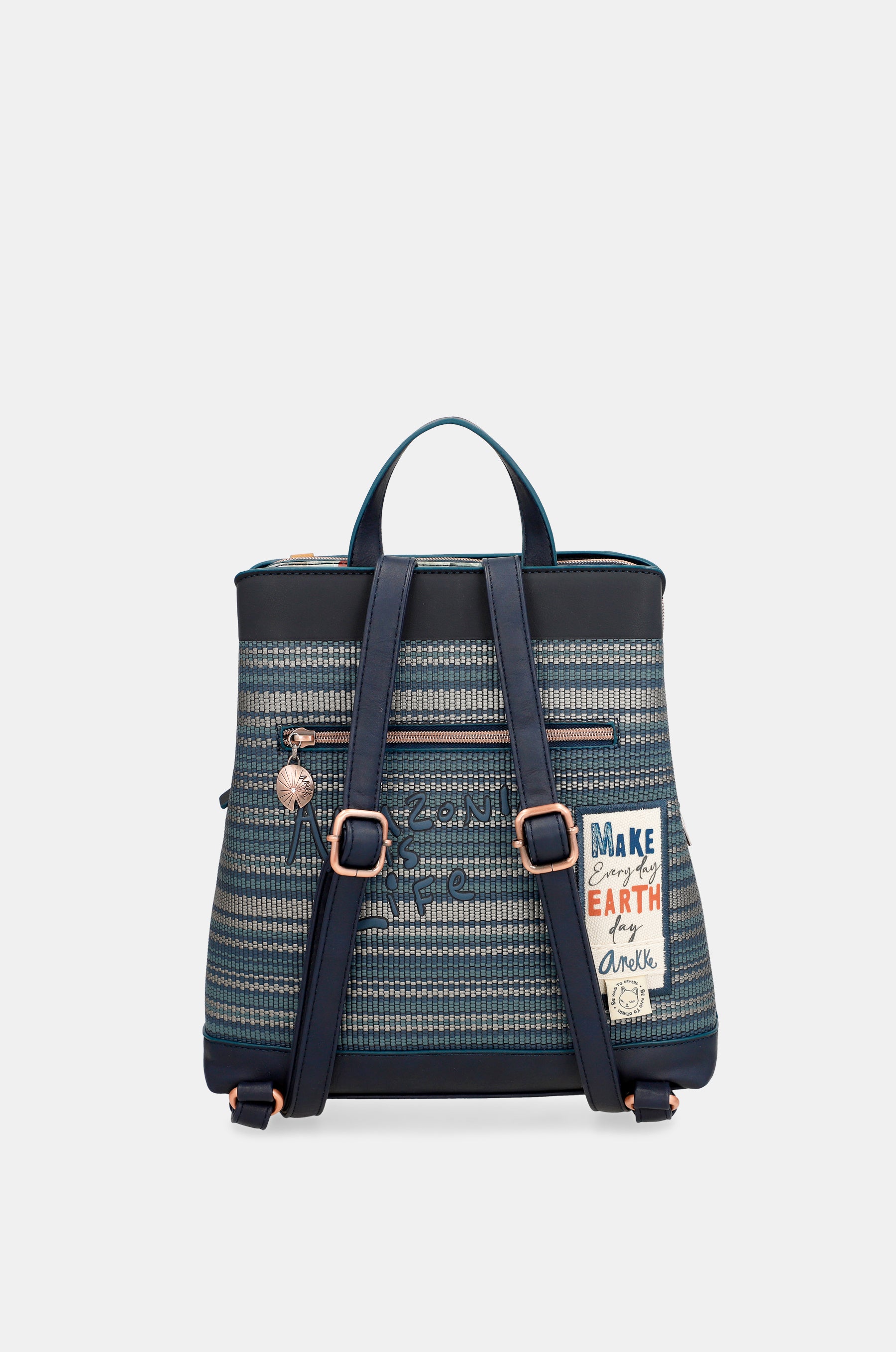 Nature Pachamama Navy Blue Backpack avec 3 compartiments
