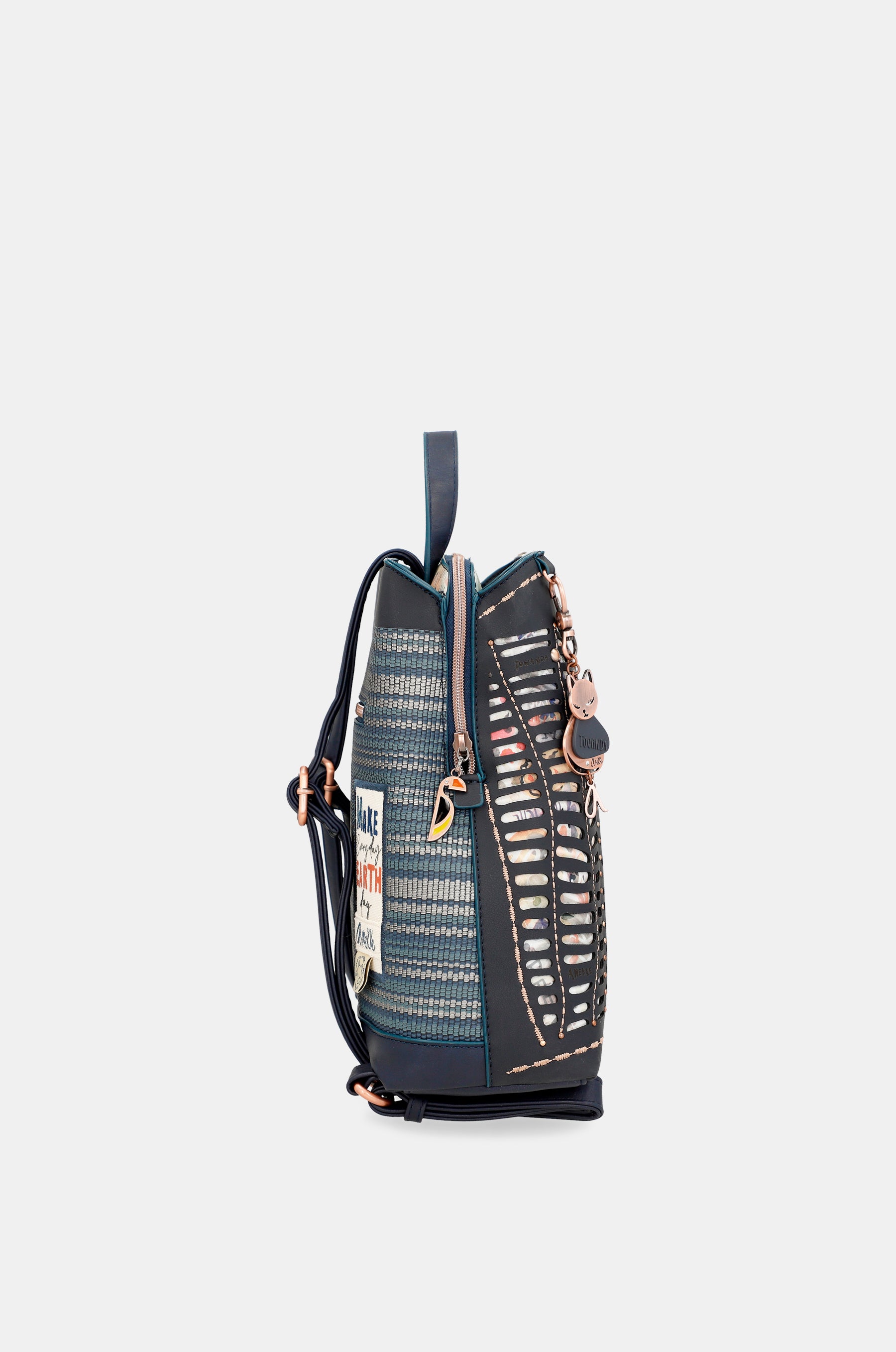 Nature Pachamama Navy Blue Backpack avec 3 compartiments