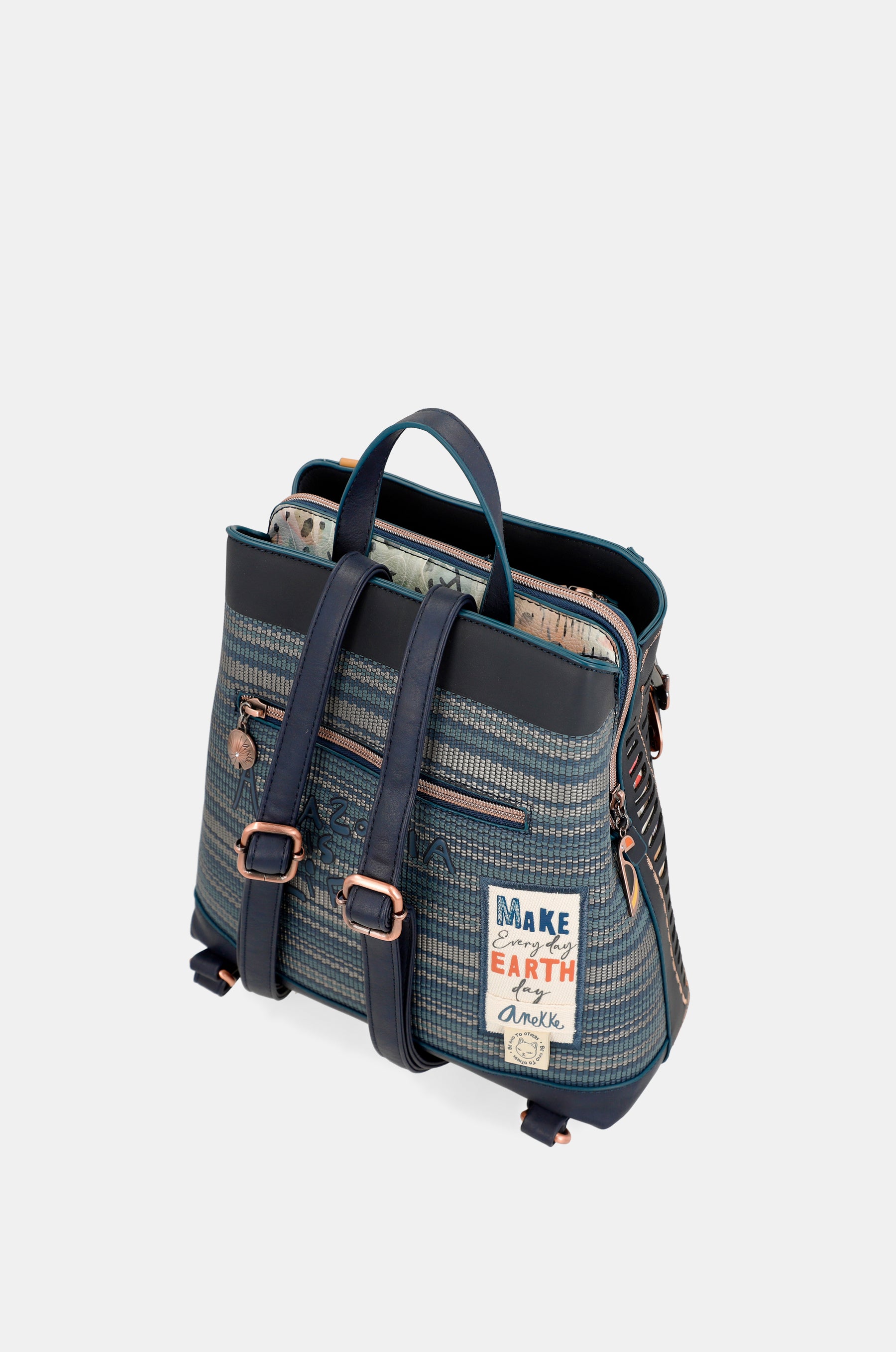 Nature Pachamama Navy Blue Backpack avec 3 compartiments