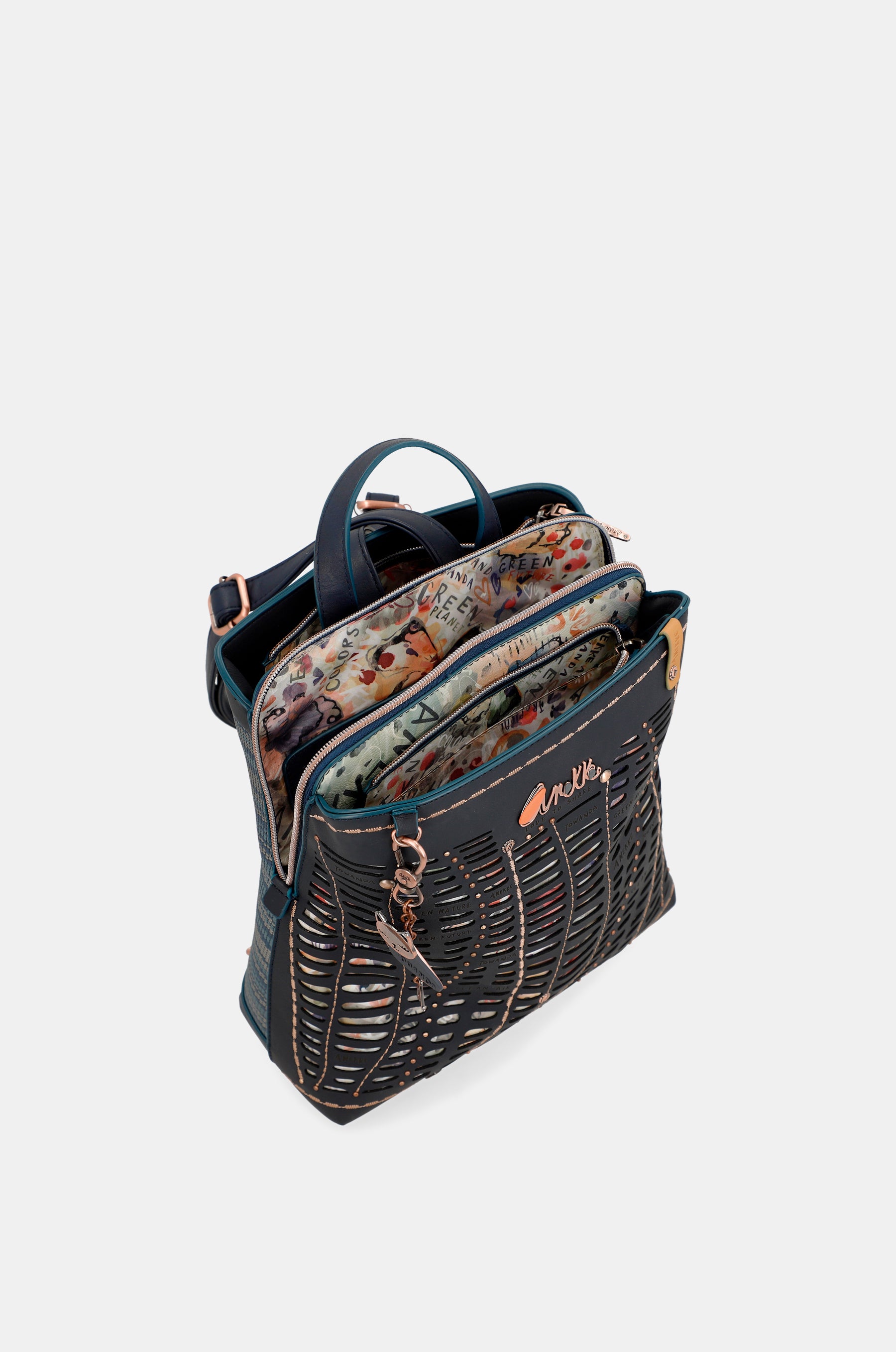 Nature Pachamama Navy Blue Backpack avec 3 compartiments