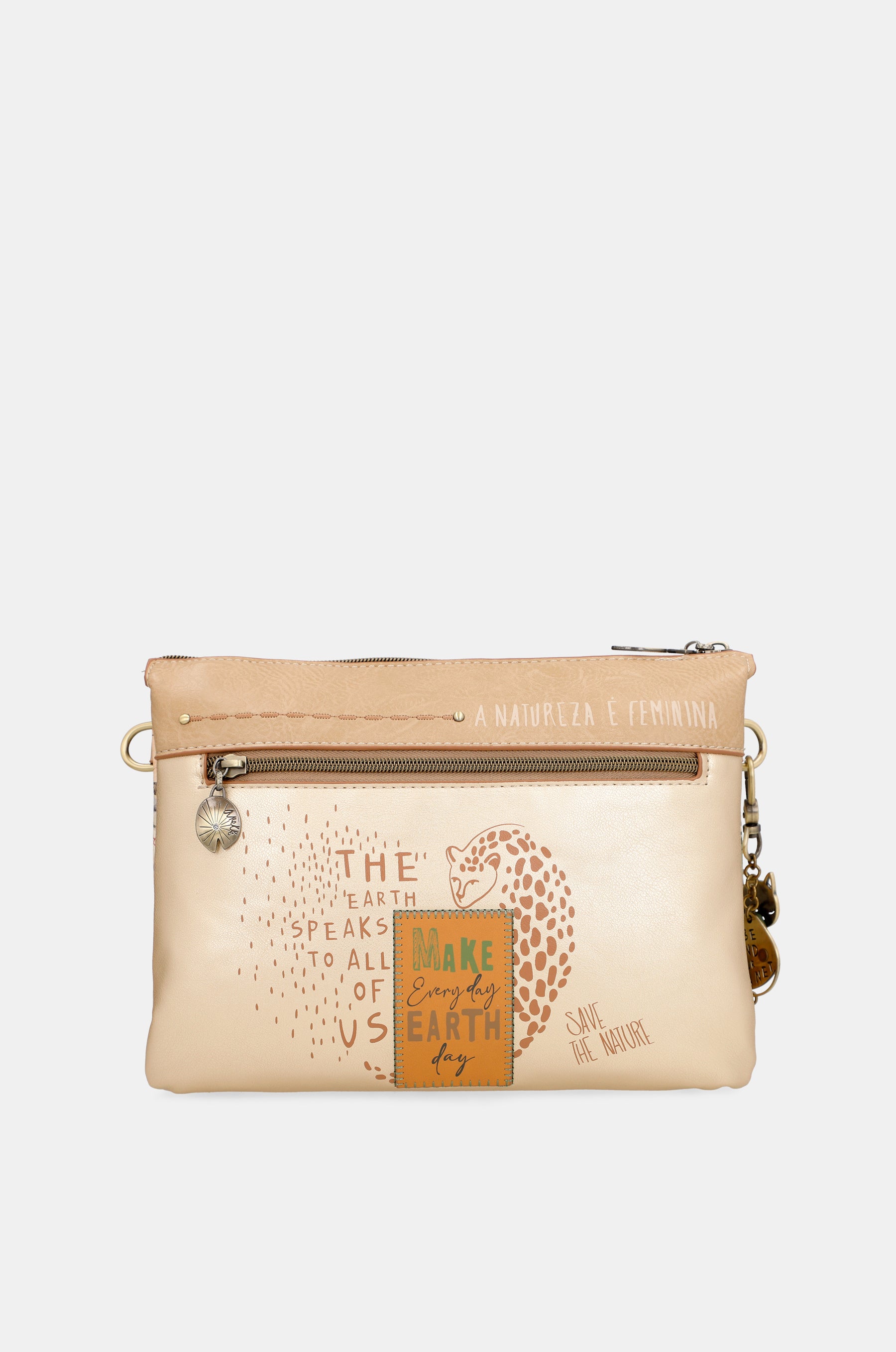 Nature Pachamama Golden Crossbody Sac avec deux compartiments