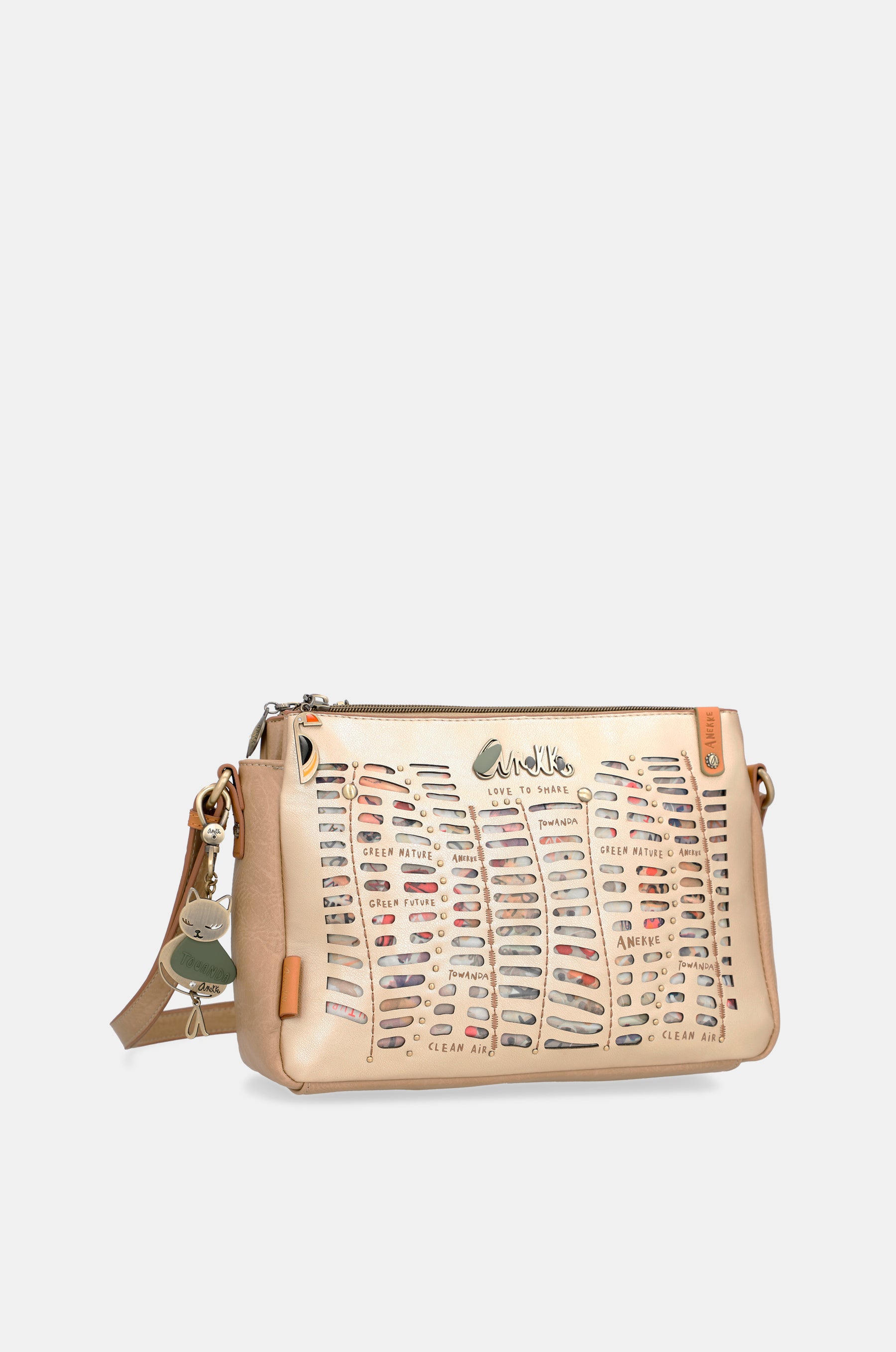 Nature Pachamama Golden Crossbody Sac avec trois compartiments