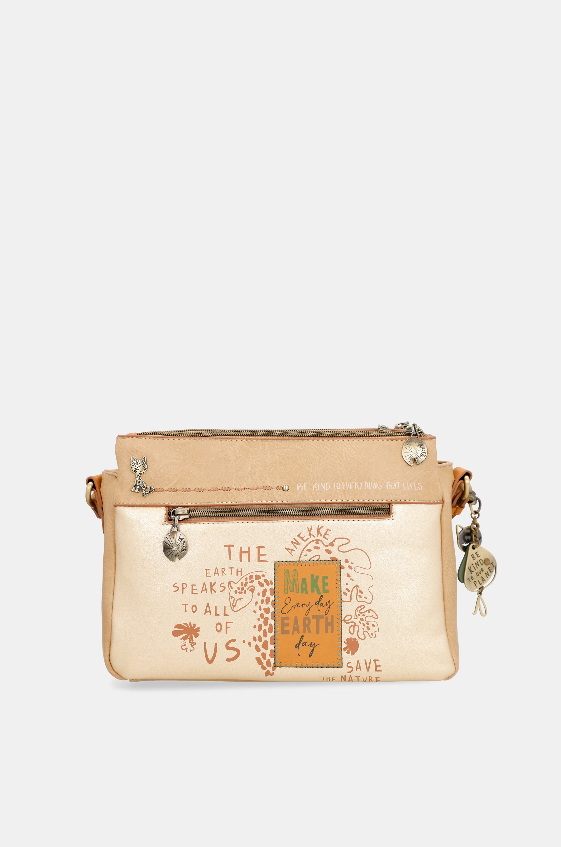 Nature Pachamama Golden Crossbody Sac avec trois compartiments
