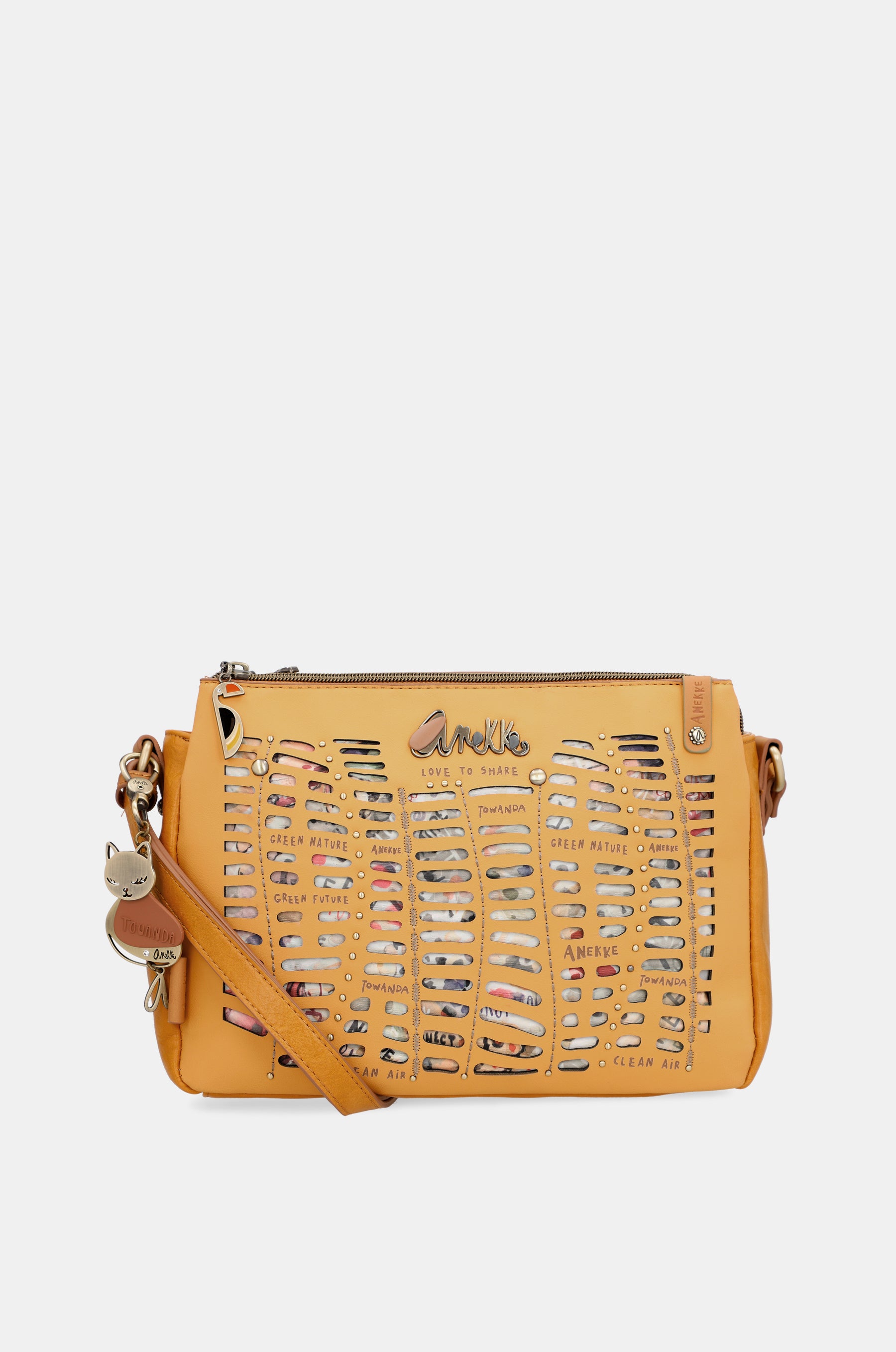 Nature Pachamama Ocher Crossbody Sac avec 3 compartiments