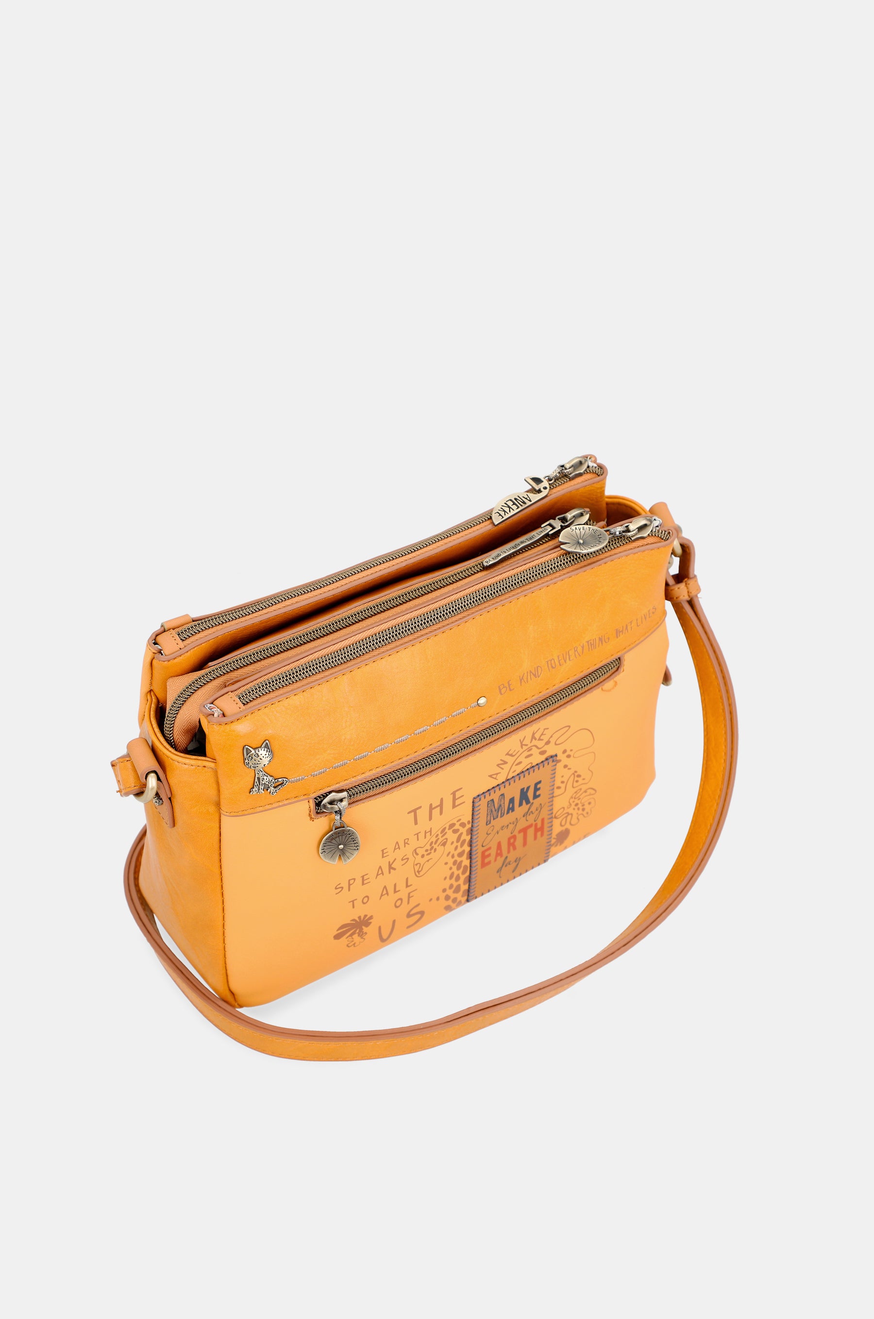 Nature Pachamama Ocher Crossbody Sac avec 3 compartiments