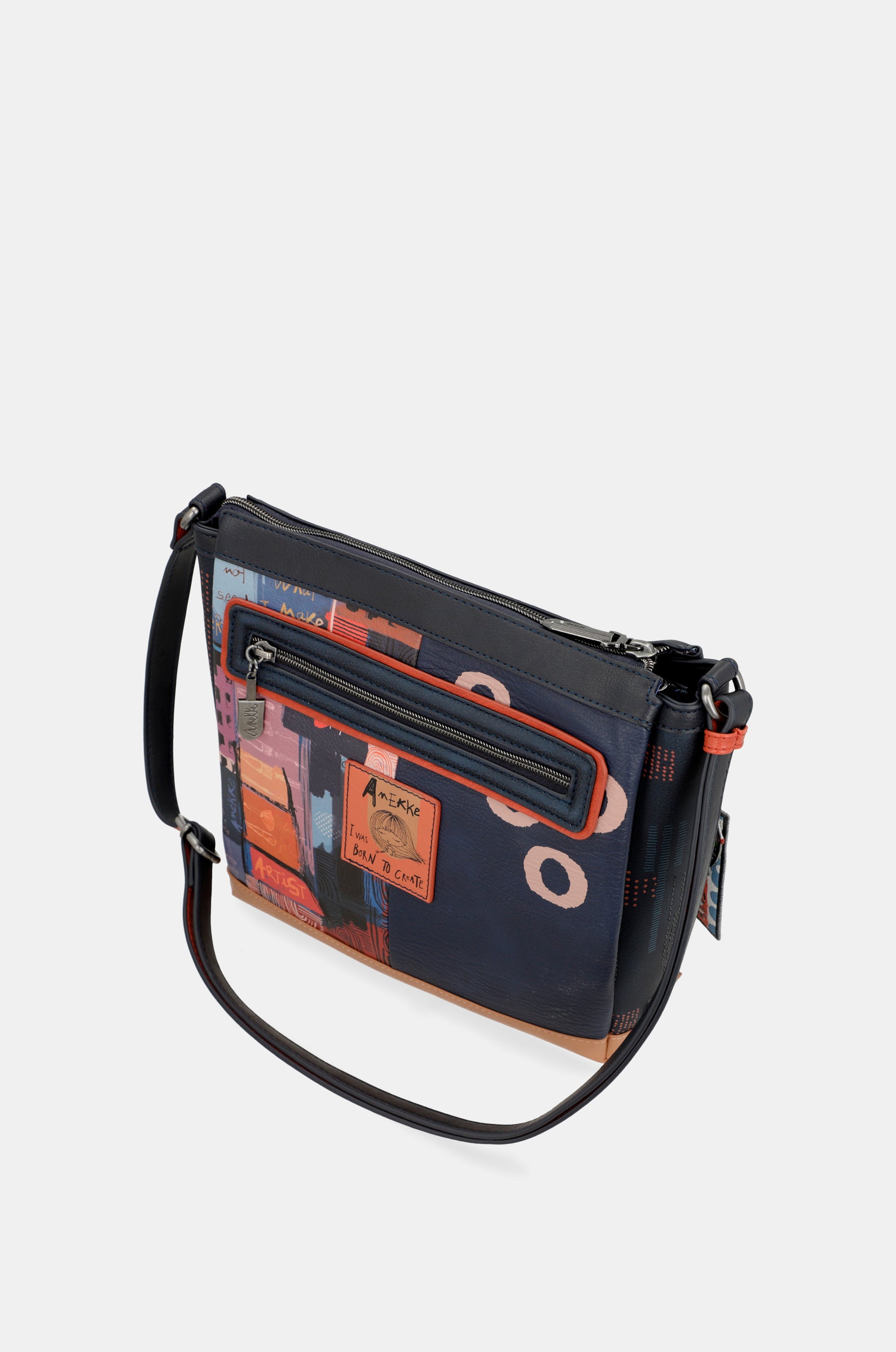 Sac à bandoulière rectangulaire à 3 compartiments contemporains Contemporain