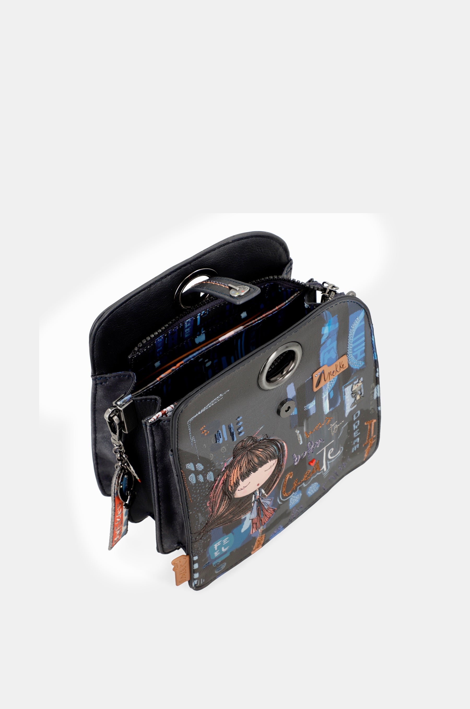 Sac à bandoulière géométrique à 3 compartiments contemporains