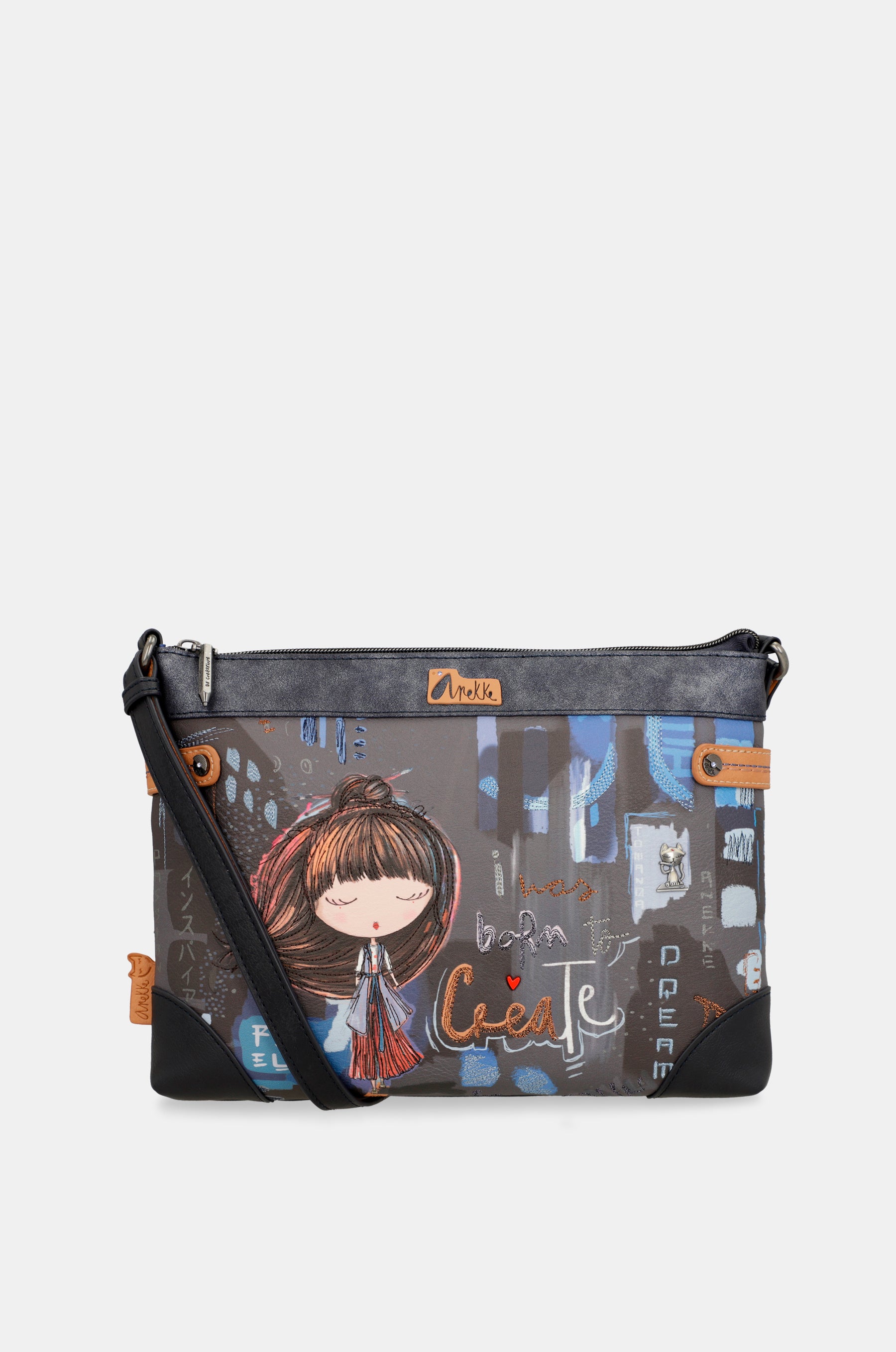 Grand sac à bandoulière imprimé contemporain