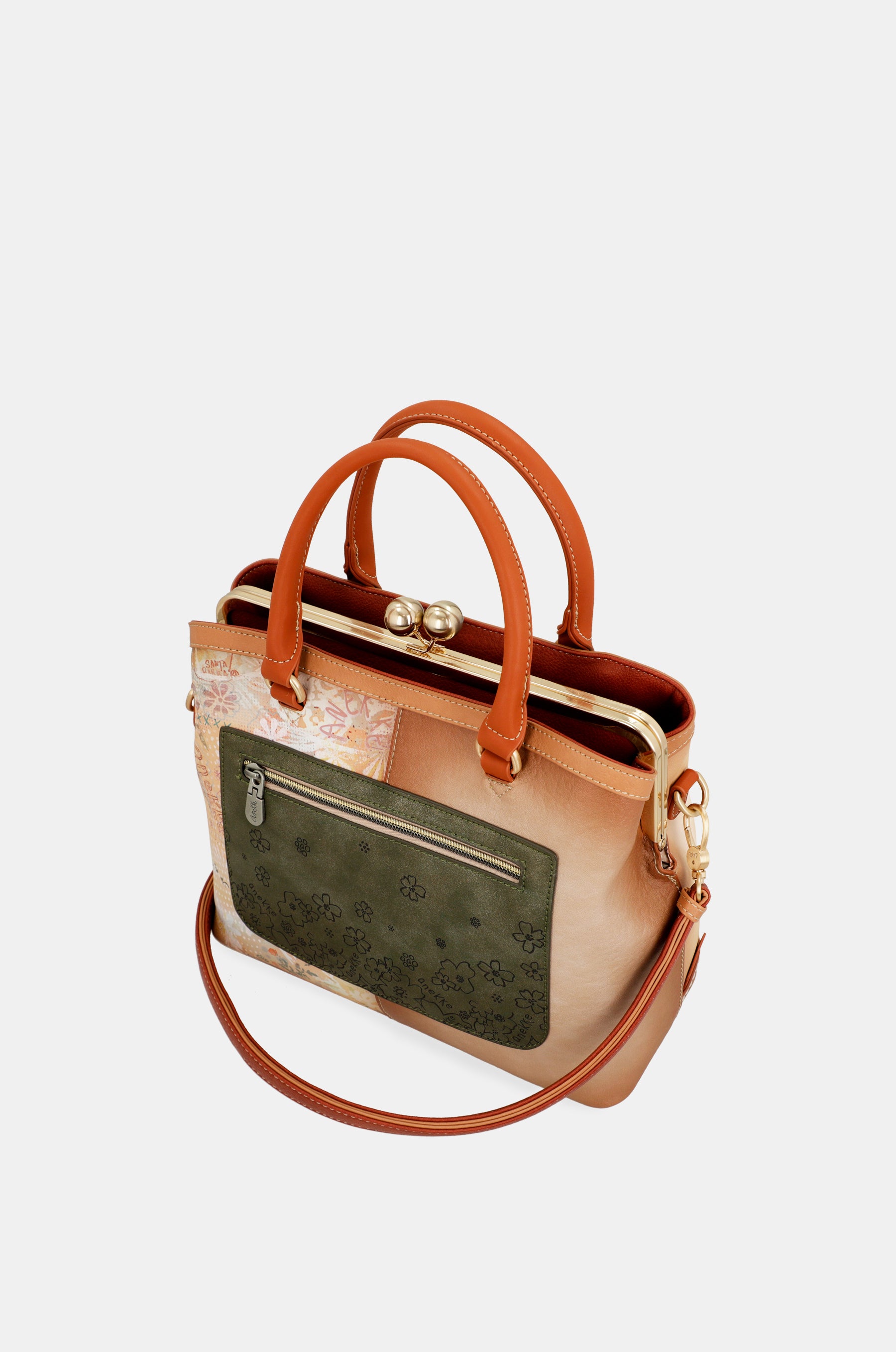 Sac à fermeture porte-monnaie camel Peace & Love