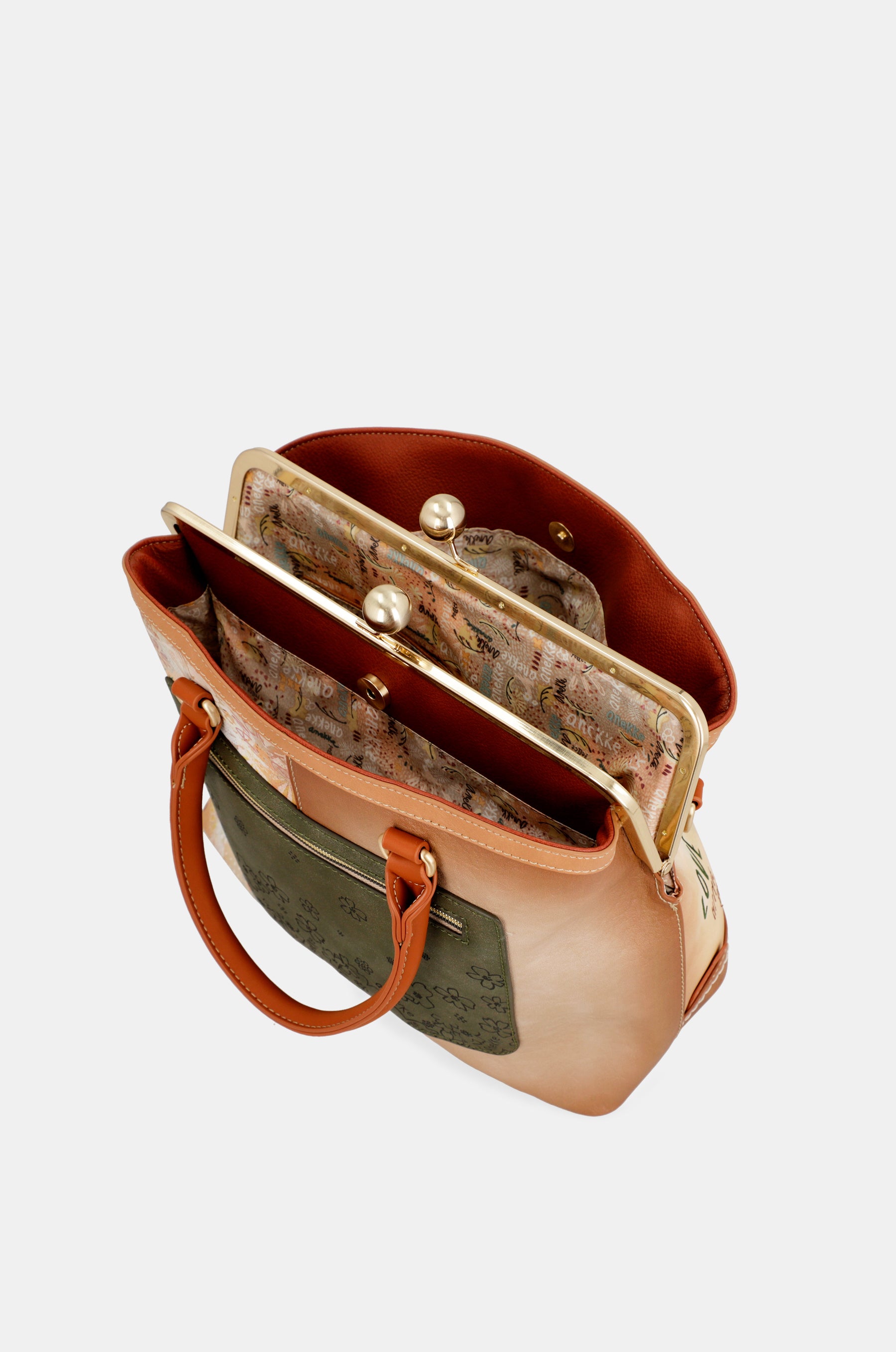 Sac à fermeture porte-monnaie camel Peace & Love