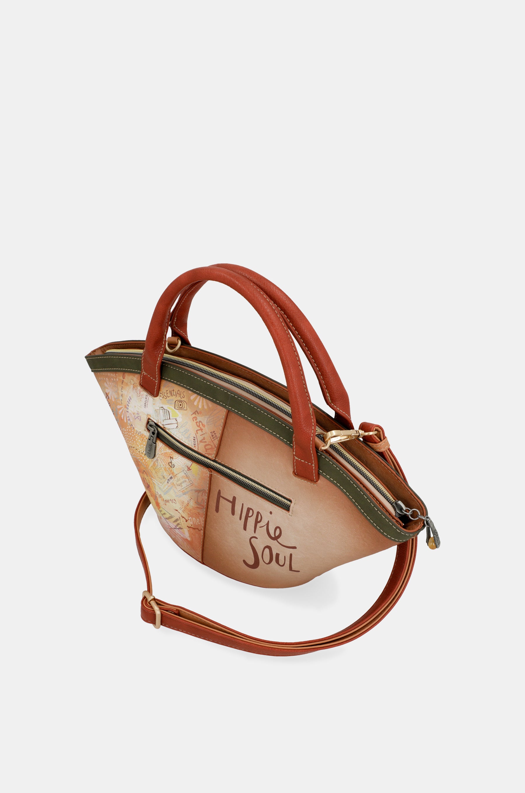 Sac panier camel Peace & Love