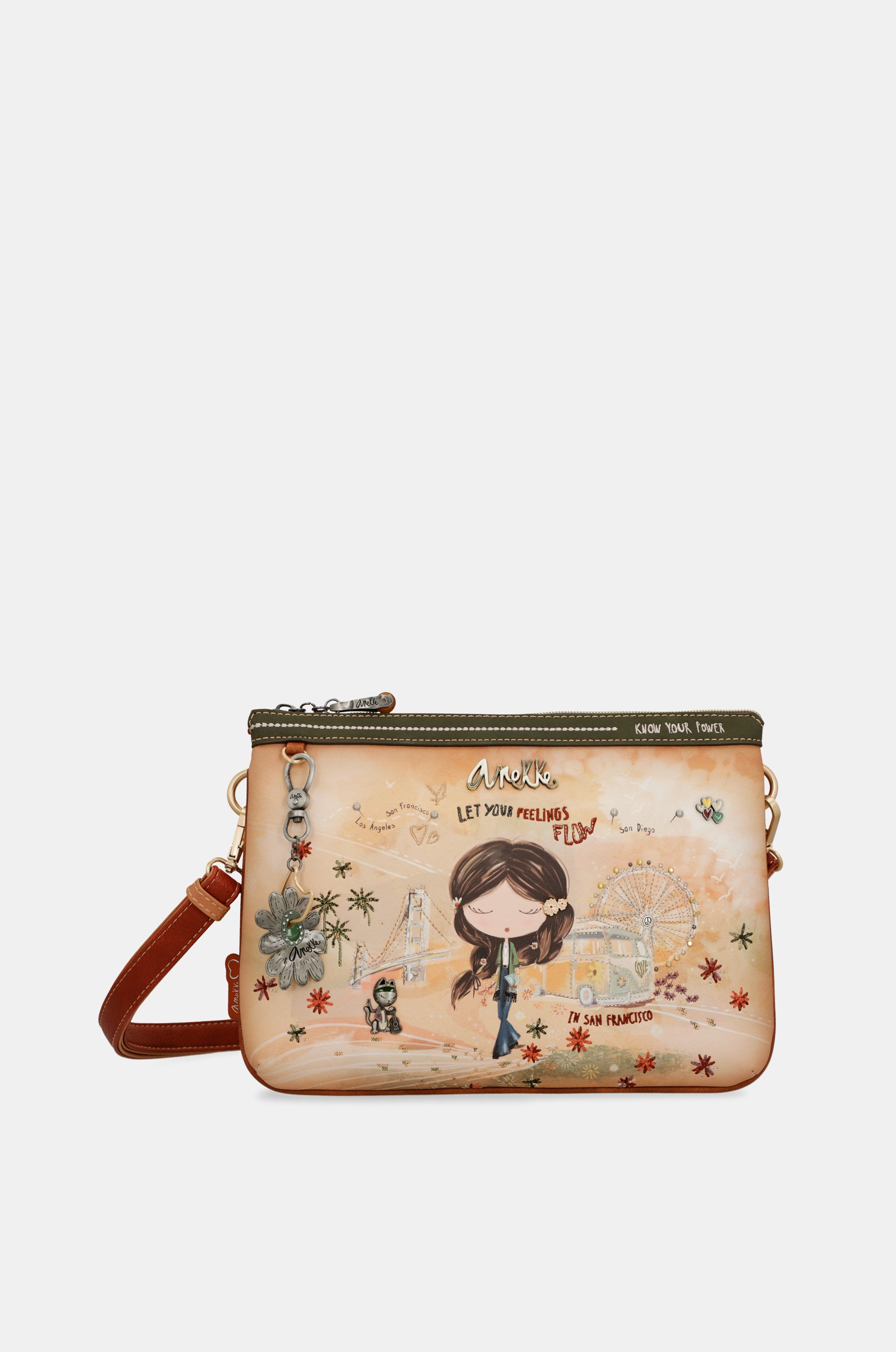 Sac bandoulière imprimé camel Peace & Love