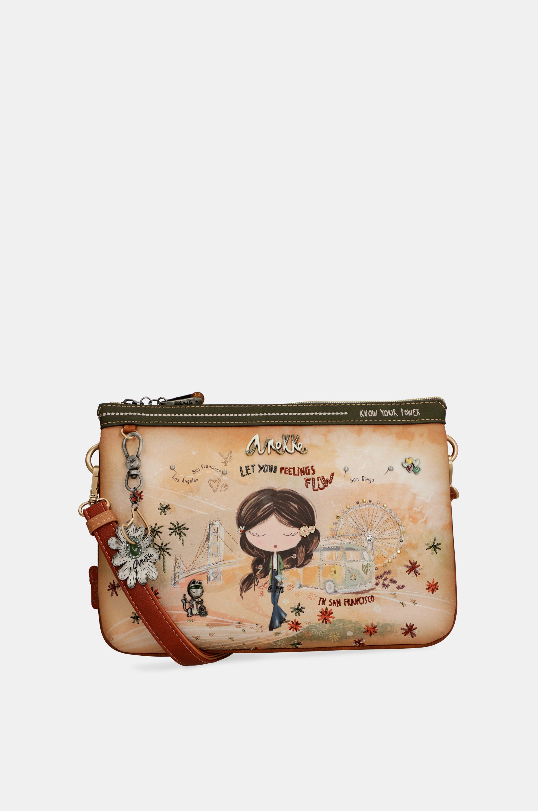 Sac bandoulière imprimé camel Peace & Love