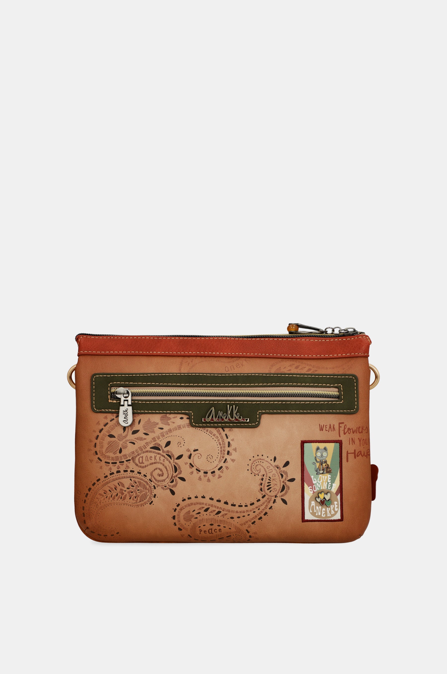 Sac bandoulière imprimé camel Peace & Love