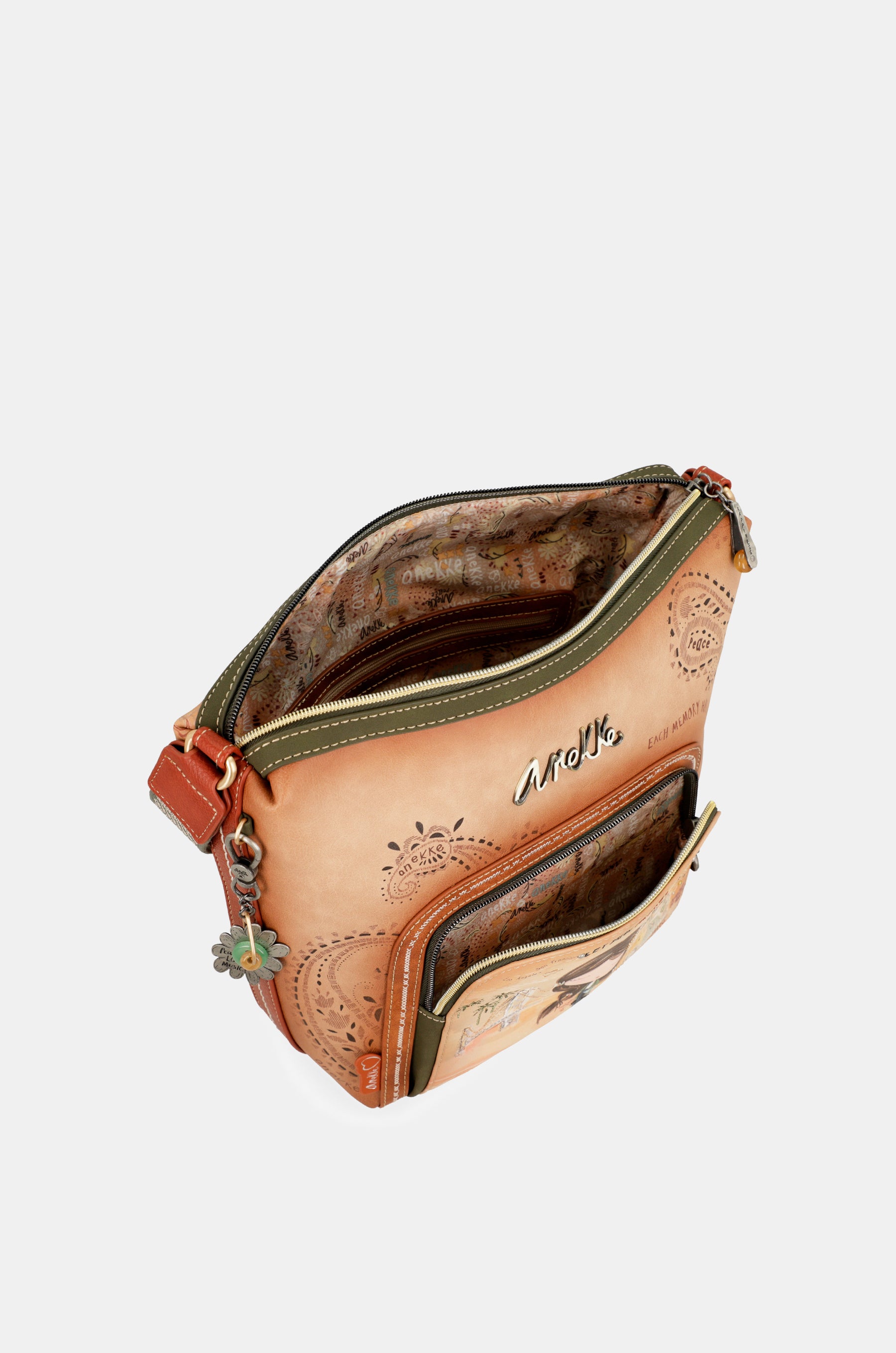 Sac bandoulière grand format camel Peace & Love