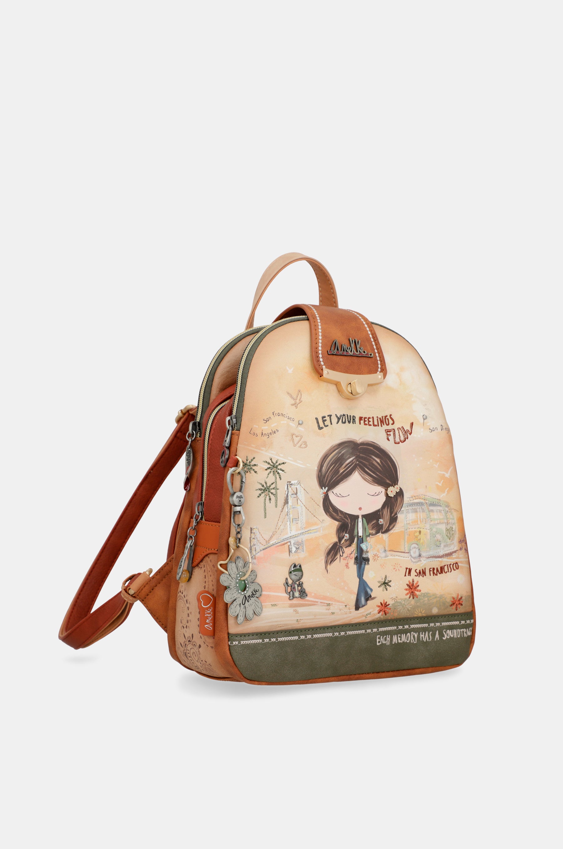 Sac à dos compartiment triple camel Peace & Love