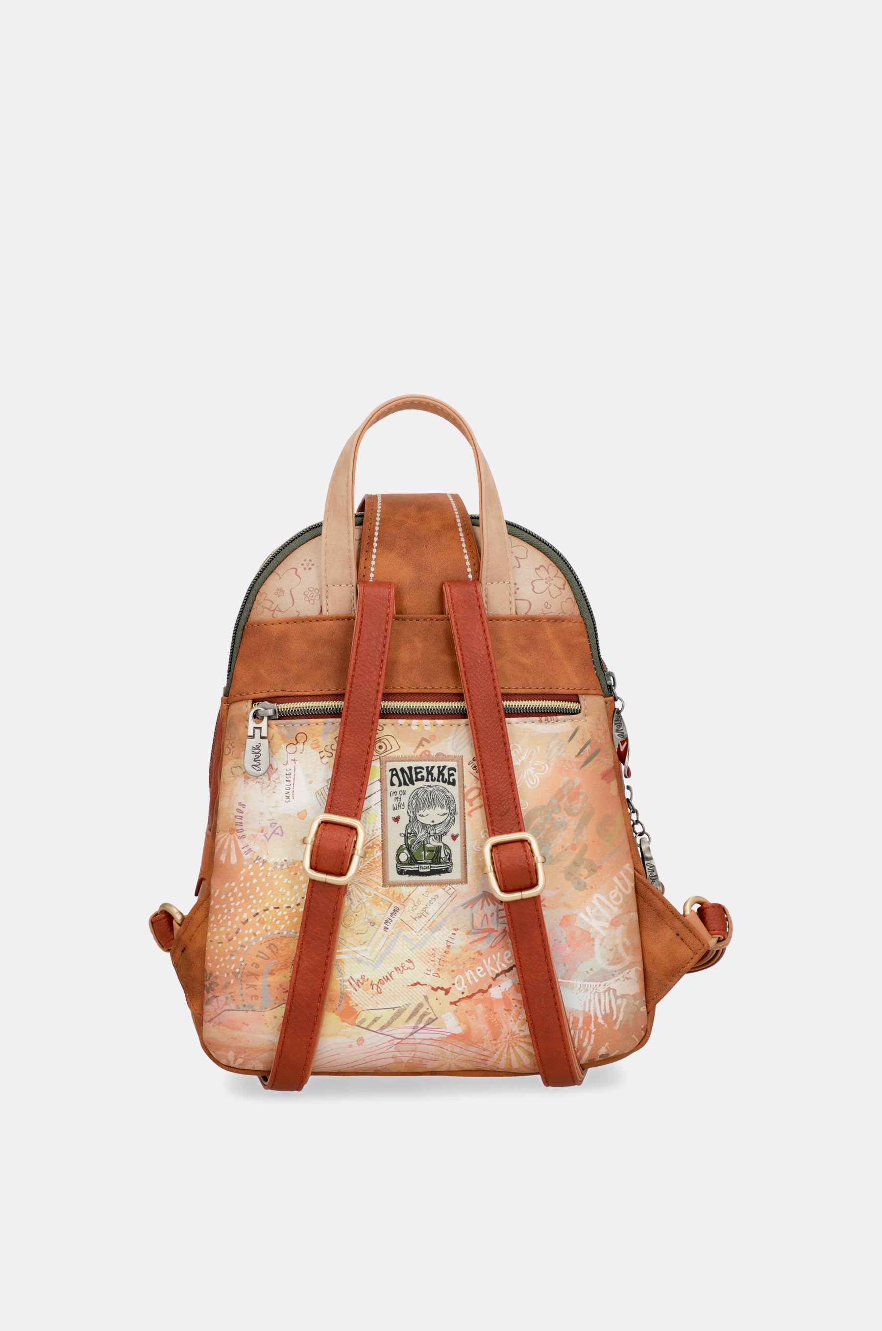 Sac à dos compartiment triple camel Peace & Love