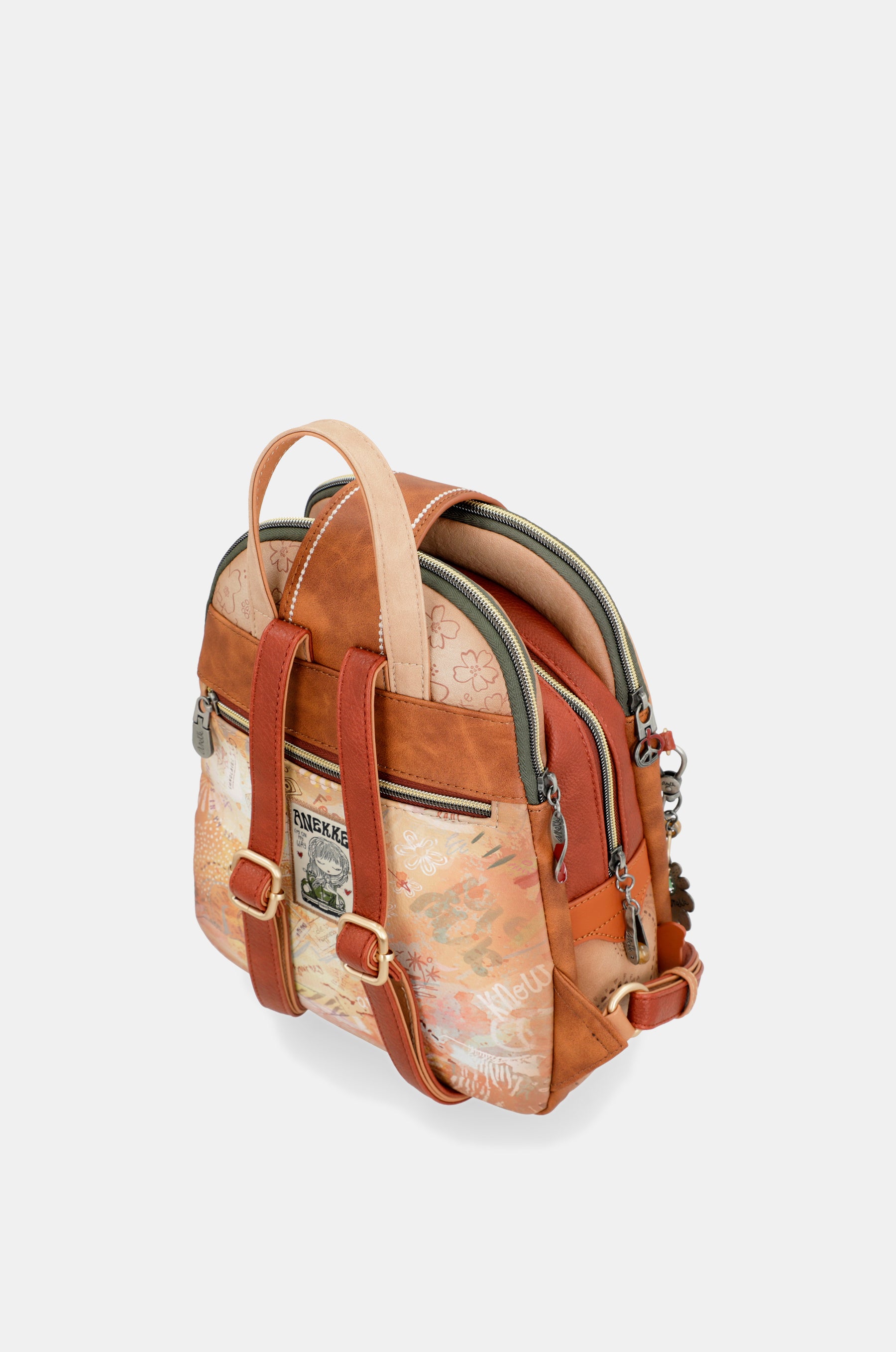 Sac à dos compartiment triple camel Peace & Love