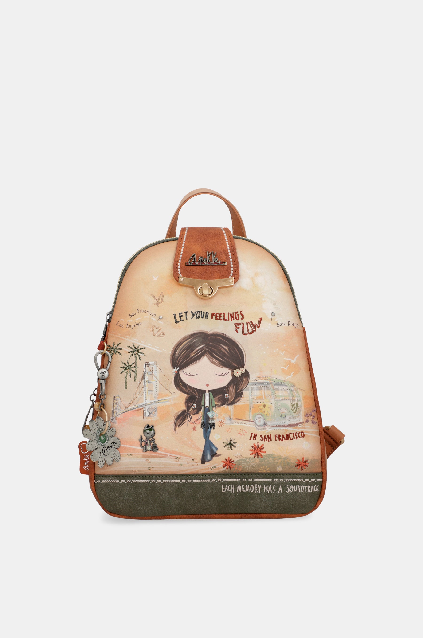 Sac à dos compartiment triple camel Peace & Love