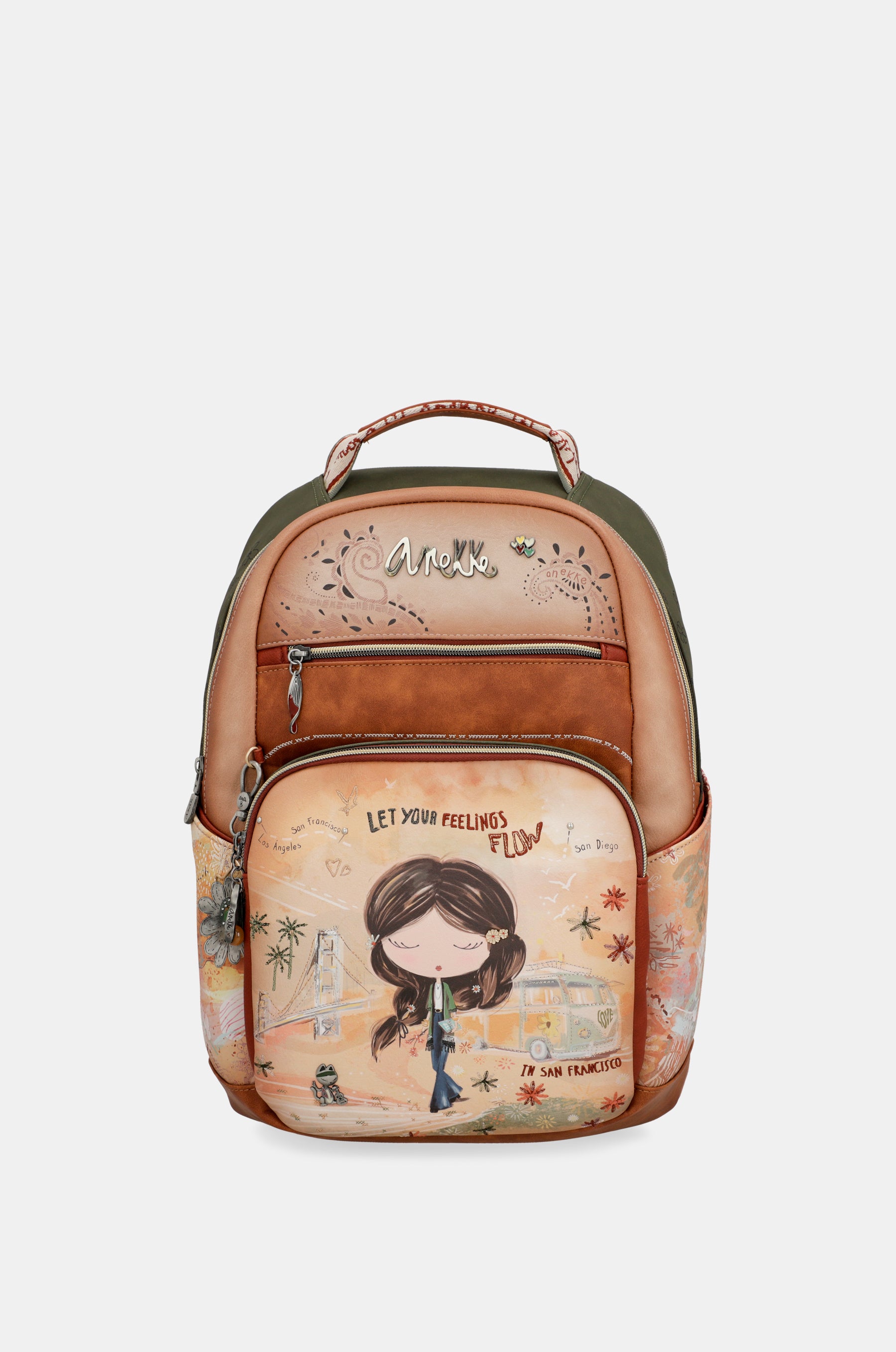 Sac à dos d’école camel Peace & Love