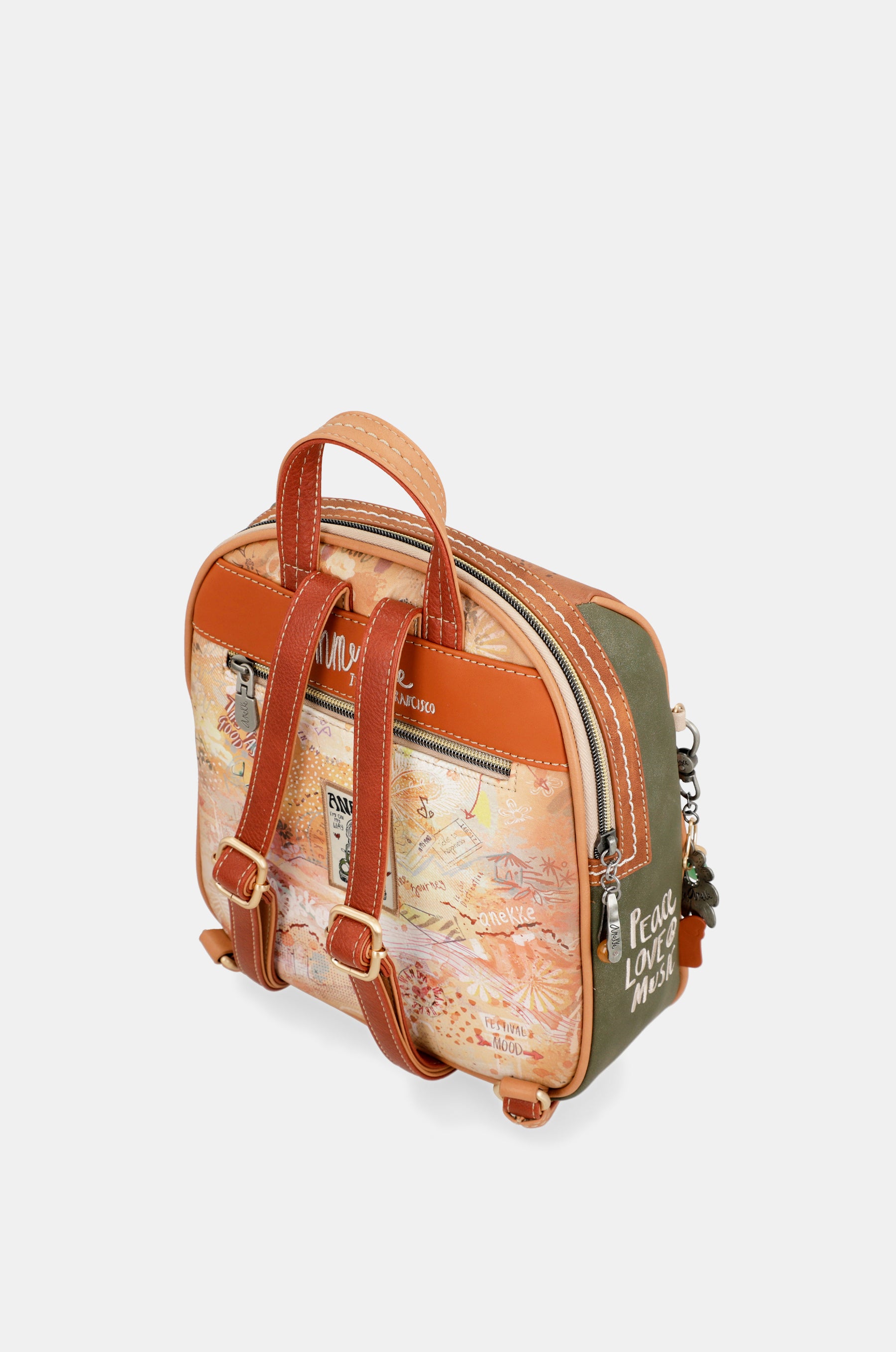 Sac à dos moyen format camel Peace & Love