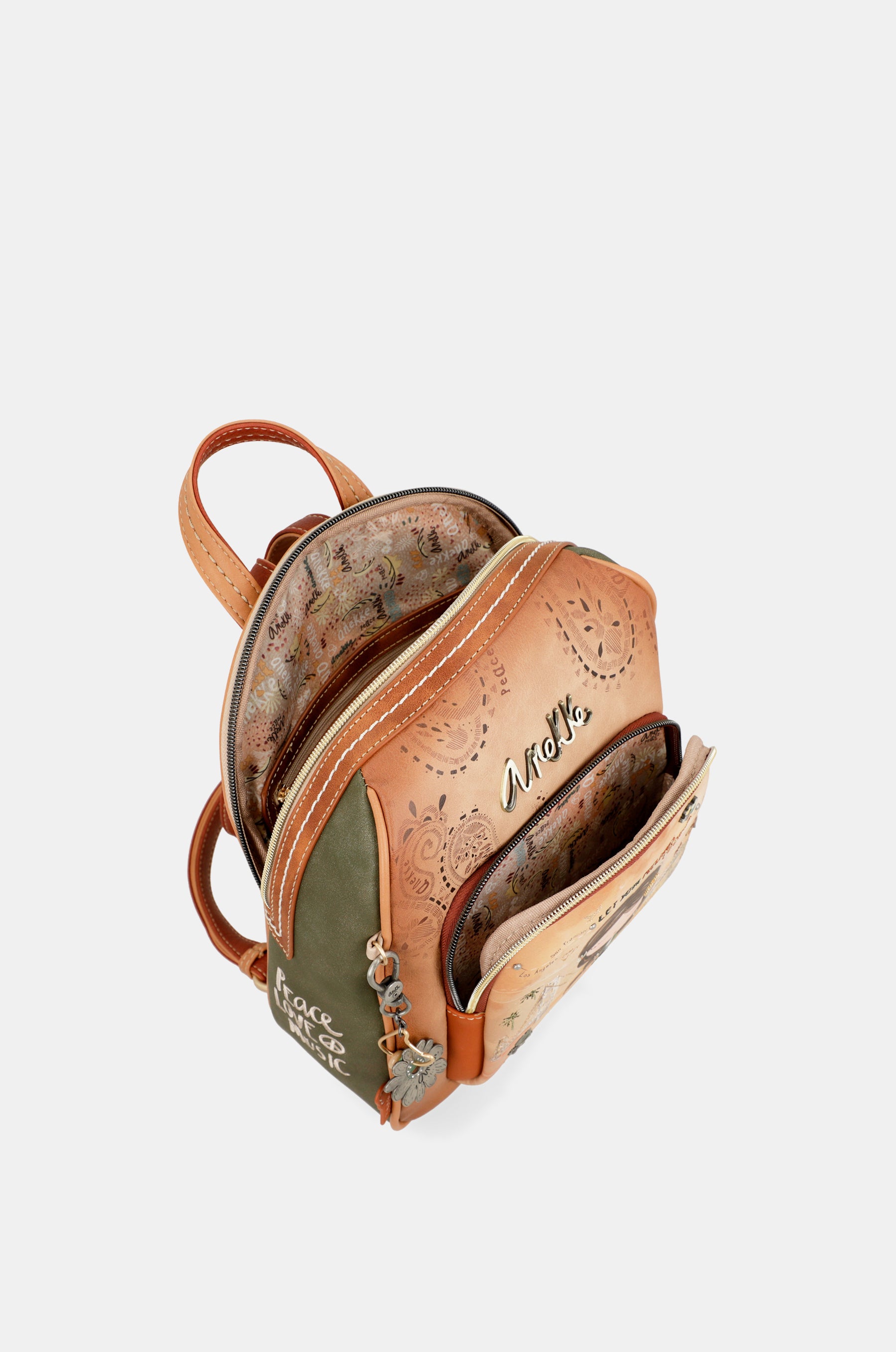 Sac à dos moyen format camel Peace & Love