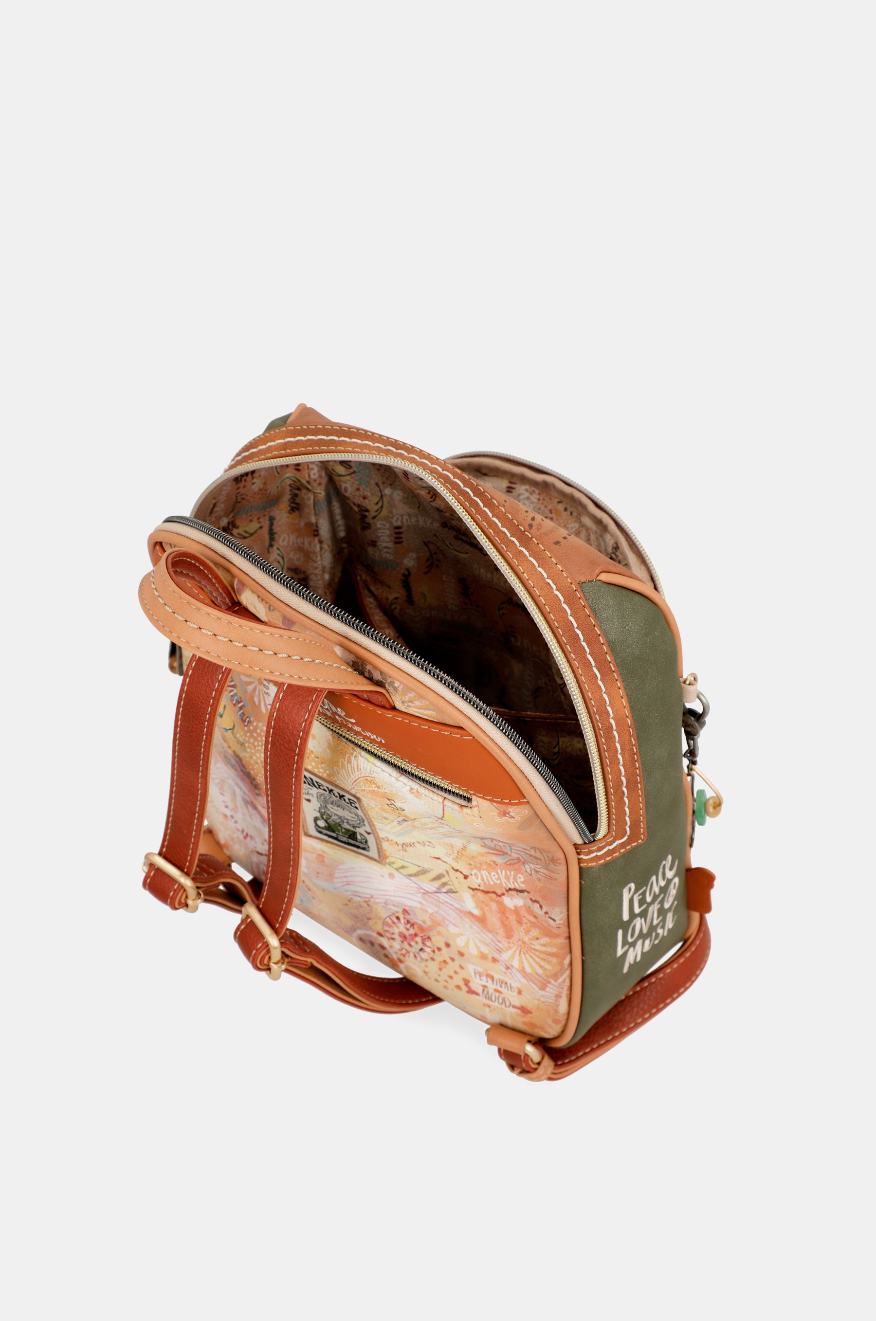 Sac à dos moyen format camel Peace & Love