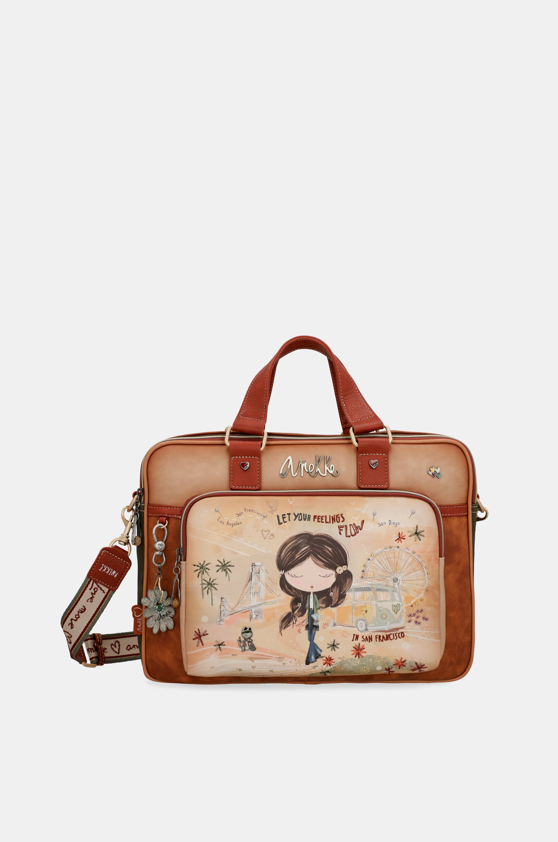 Porte-documents camel Peace & Love