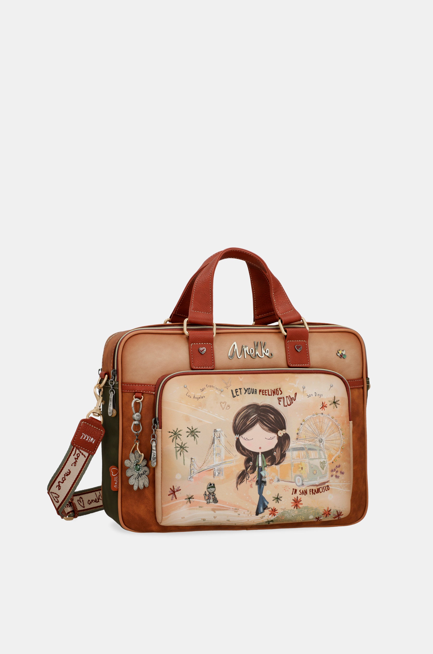Porte-documents camel Peace & Love