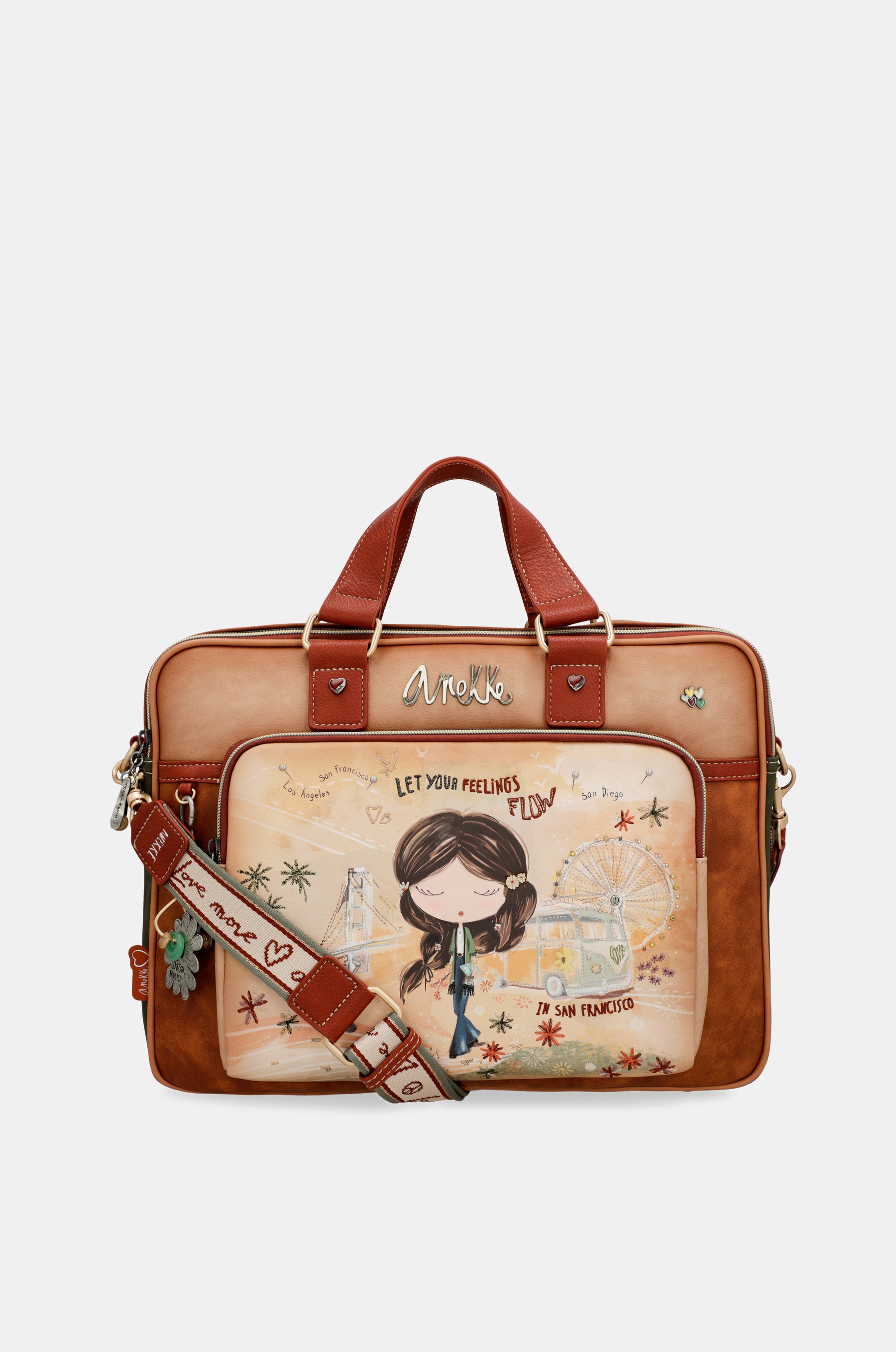 Porte-documents camel Peace & Love