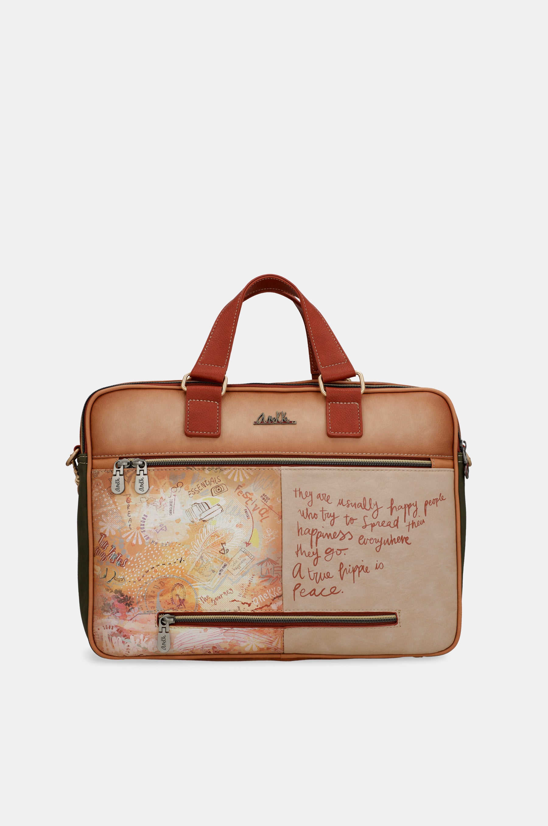 Porte-documents camel Peace & Love