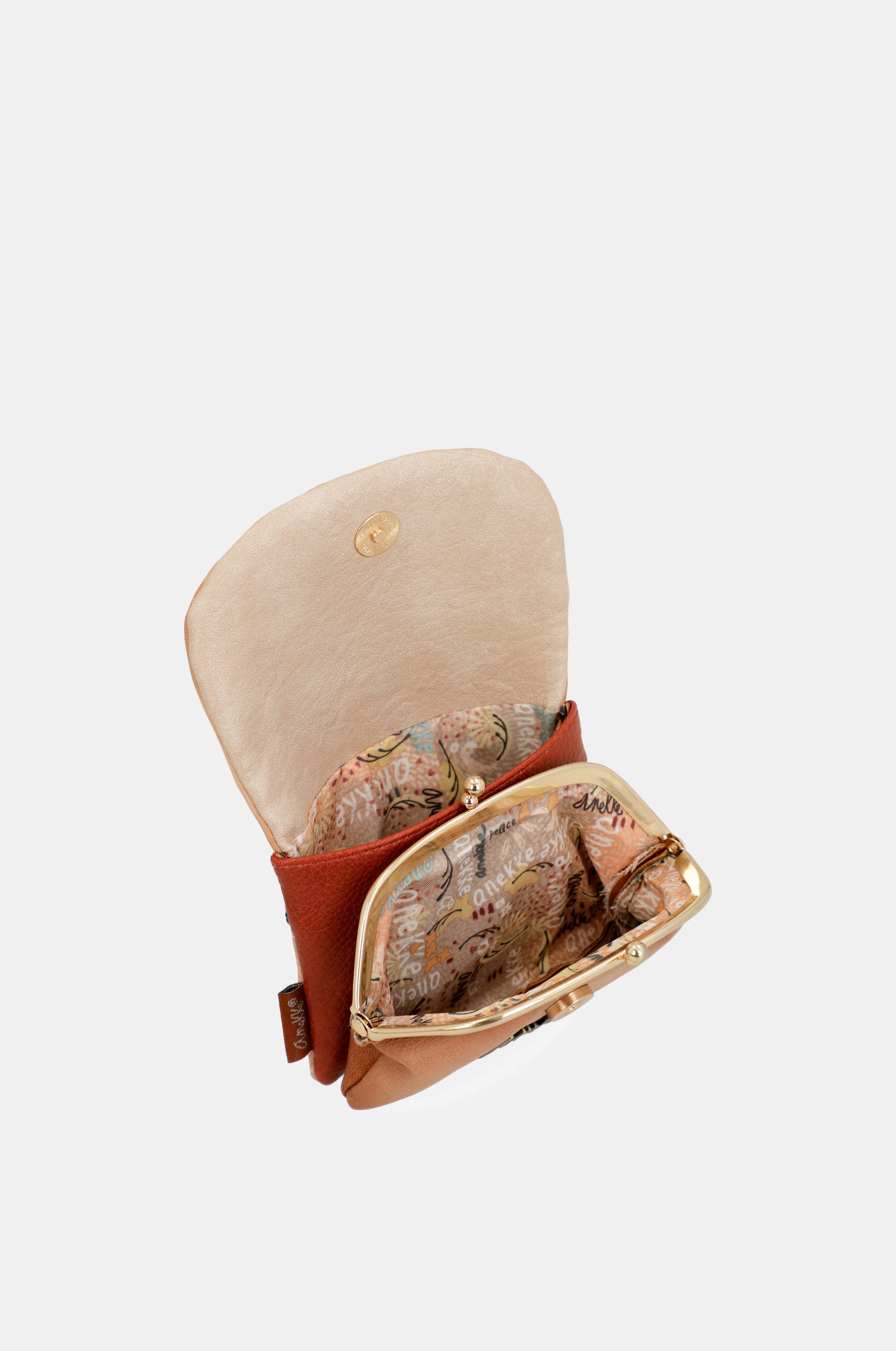 Porte-monnaie à rabat camel Peace & Love