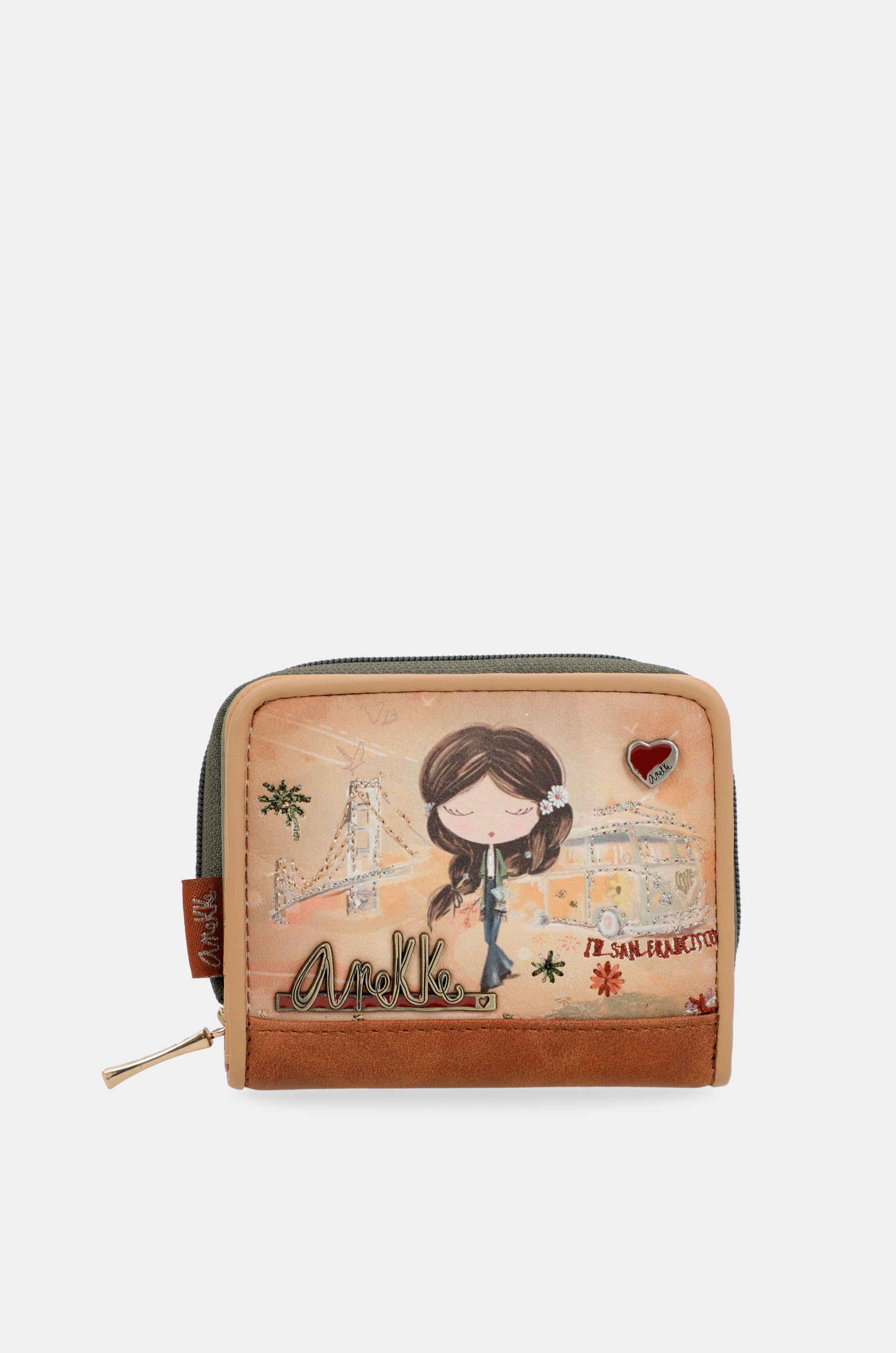 Portefeuille RFID format camel Peace & Love