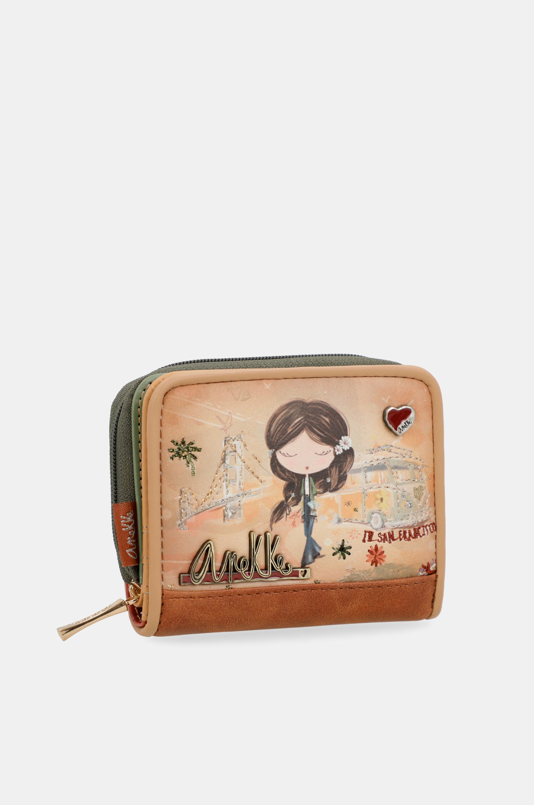 Portefeuille RFID format camel Peace & Love