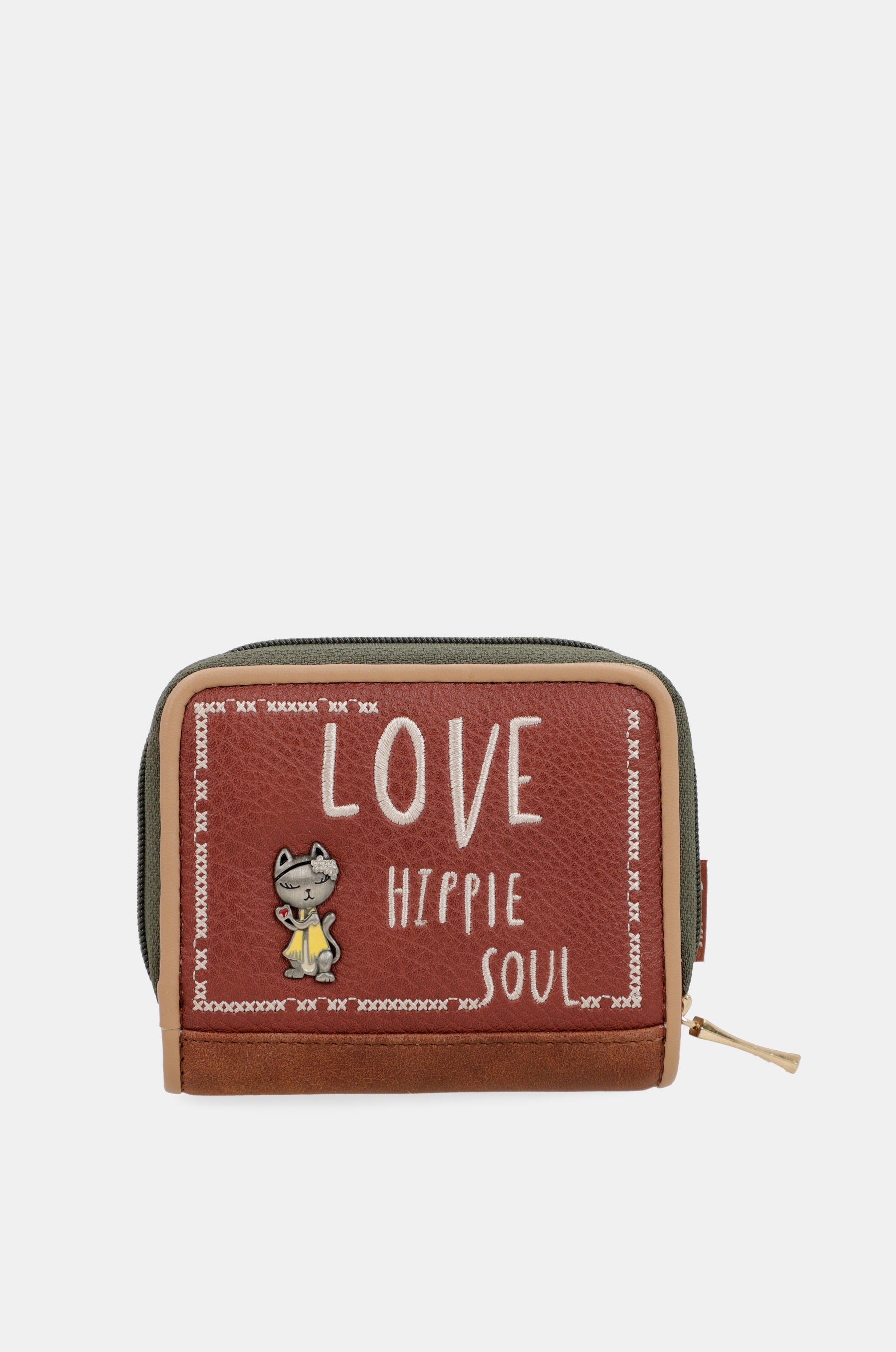 Portefeuille RFID format camel Peace & Love