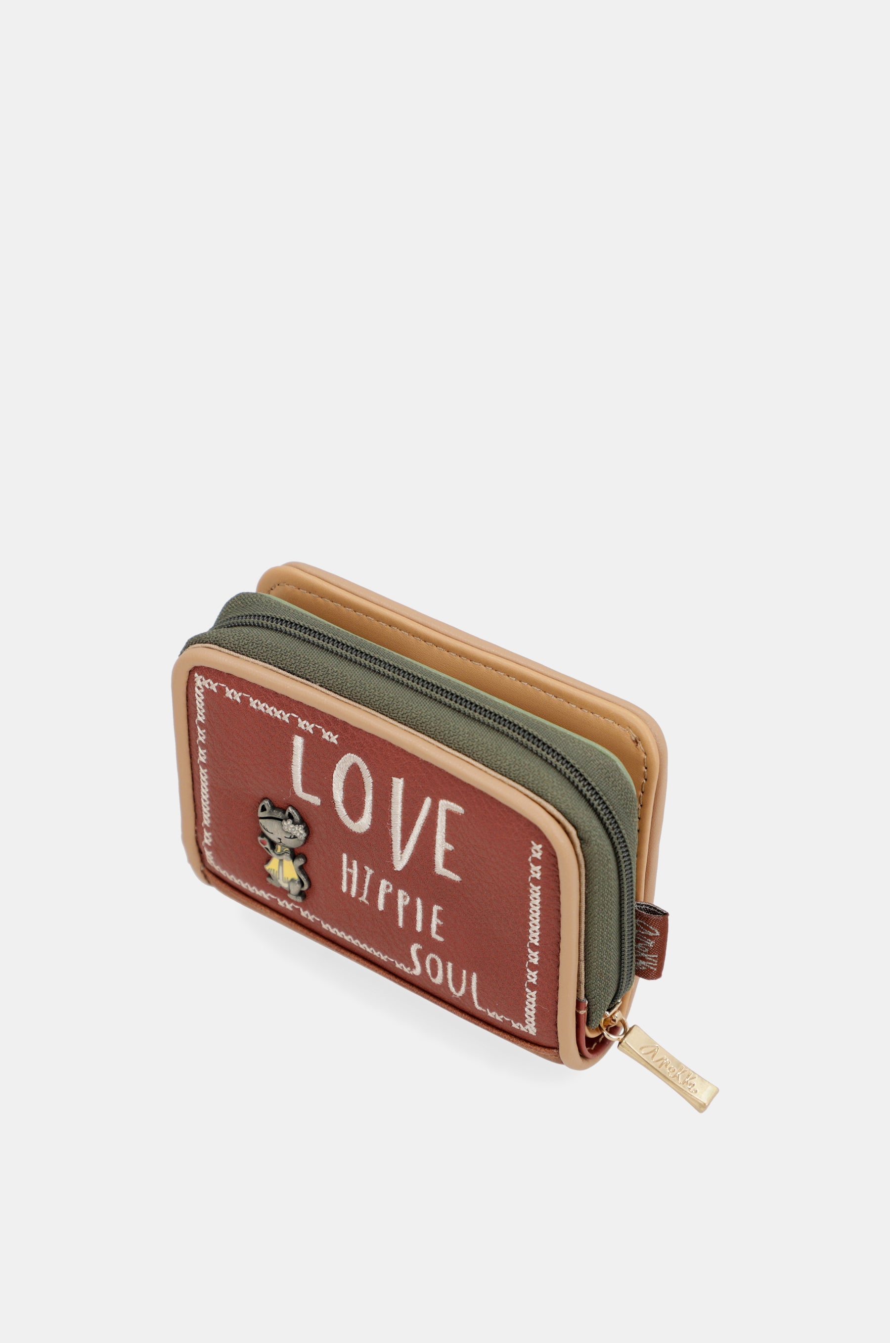 Portefeuille RFID format camel Peace & Love