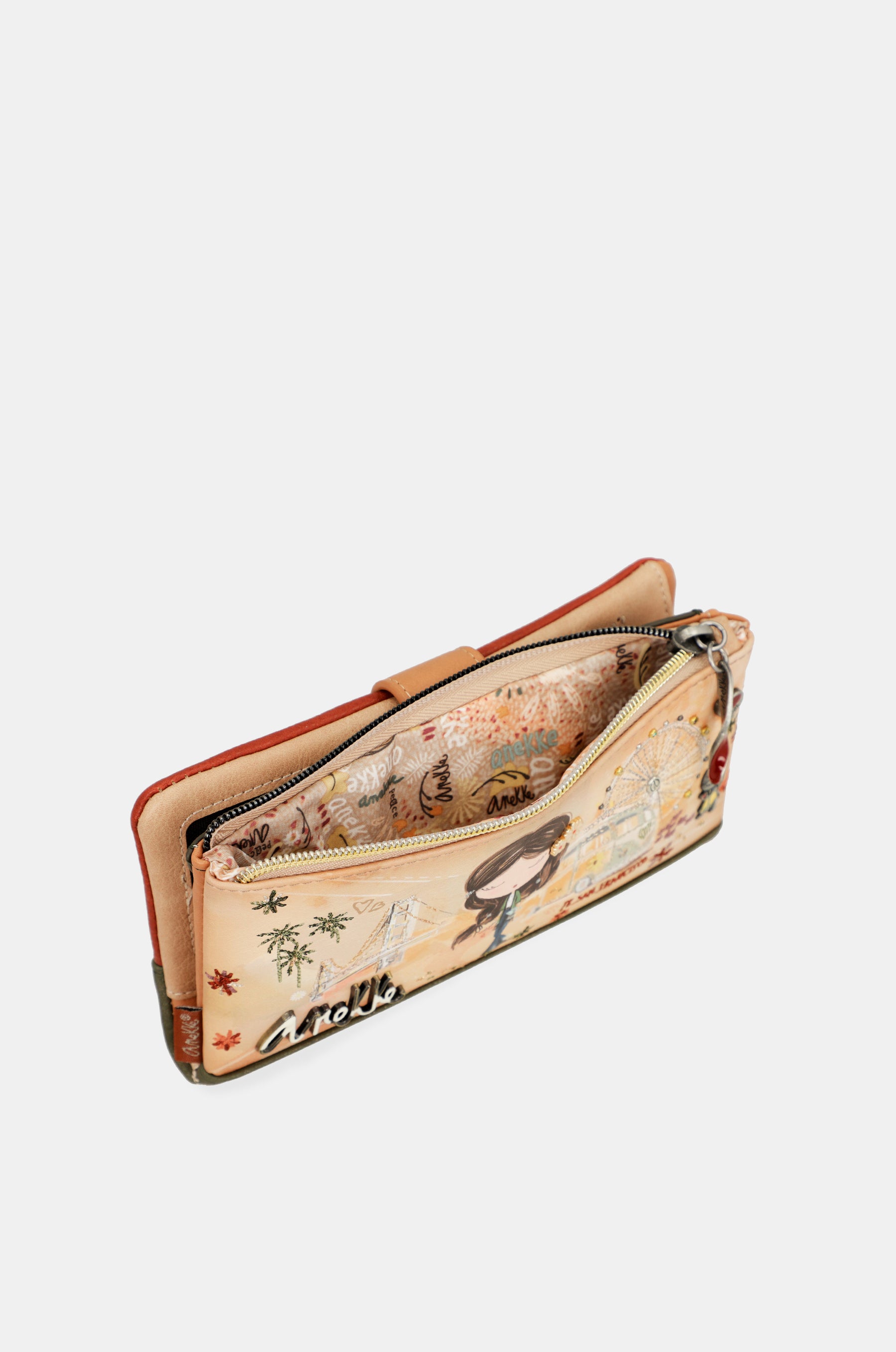 Portefeuille RFID grand format camel Peace & Love