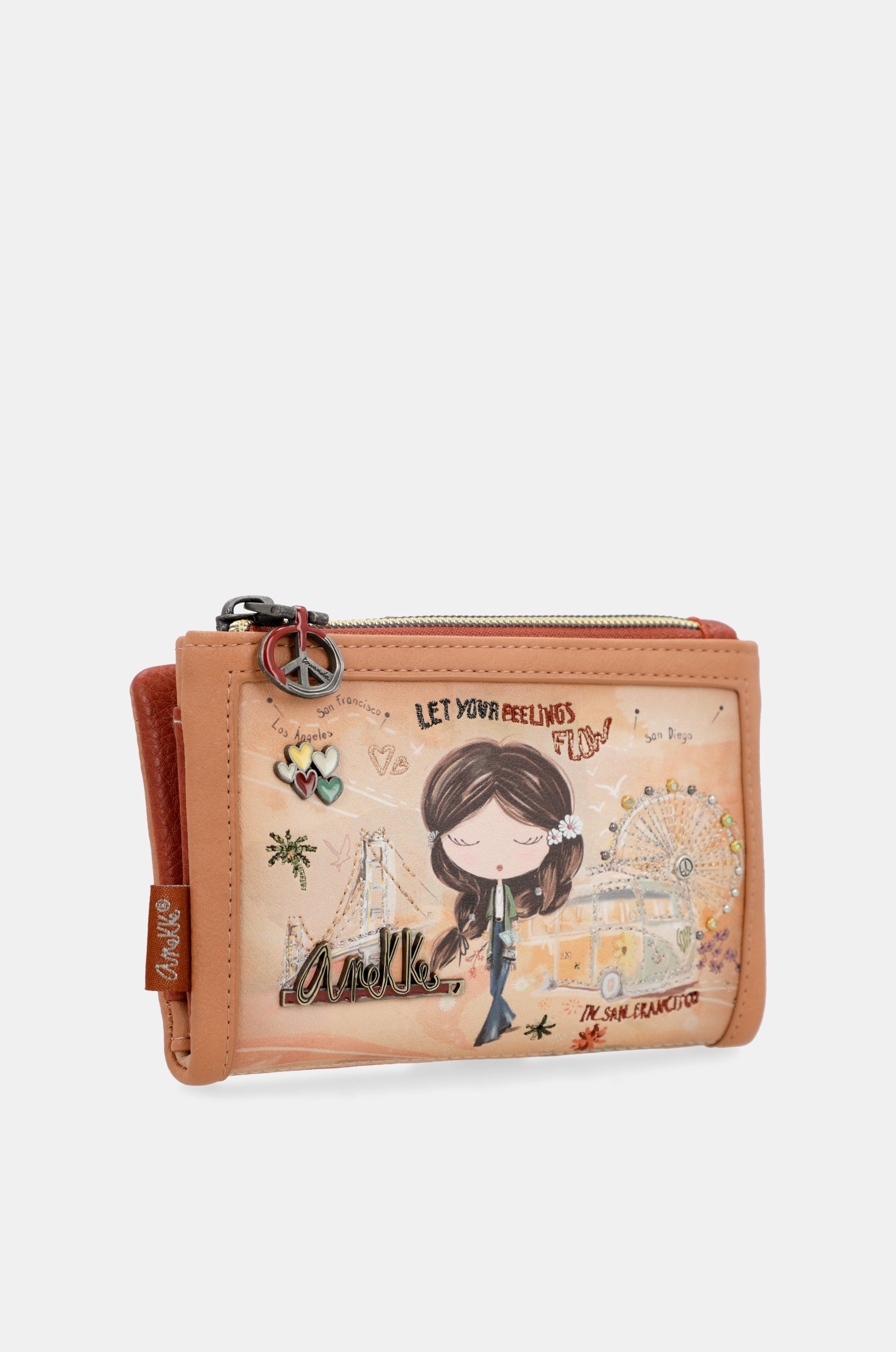 Portefeuille RFID petit format camel Peace & Love