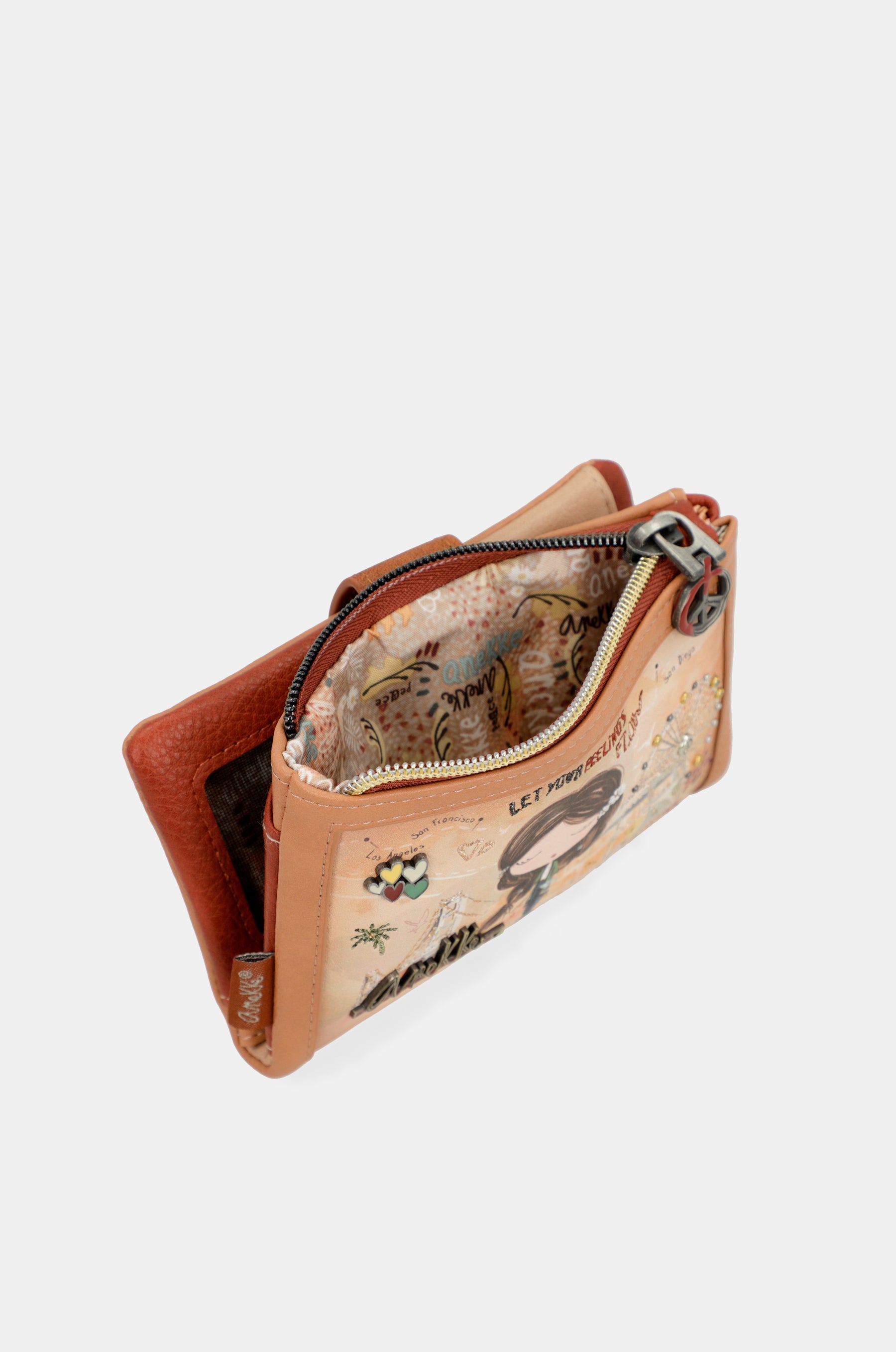 Portefeuille RFID petit format camel Peace & Love